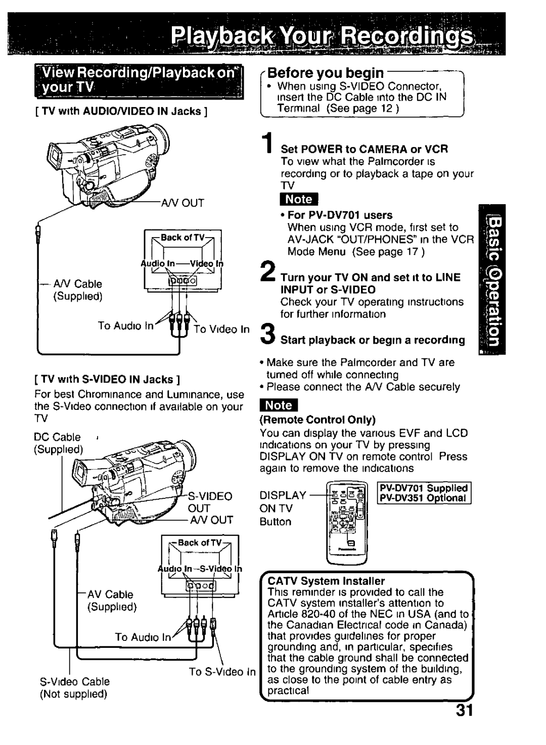 Panasonic PV-DV351, PV-DV701 manual 