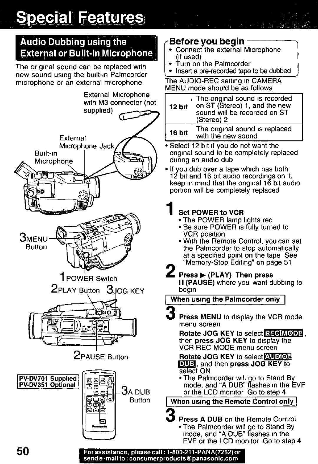 Panasonic PV-DV701, PV-DV351 manual 