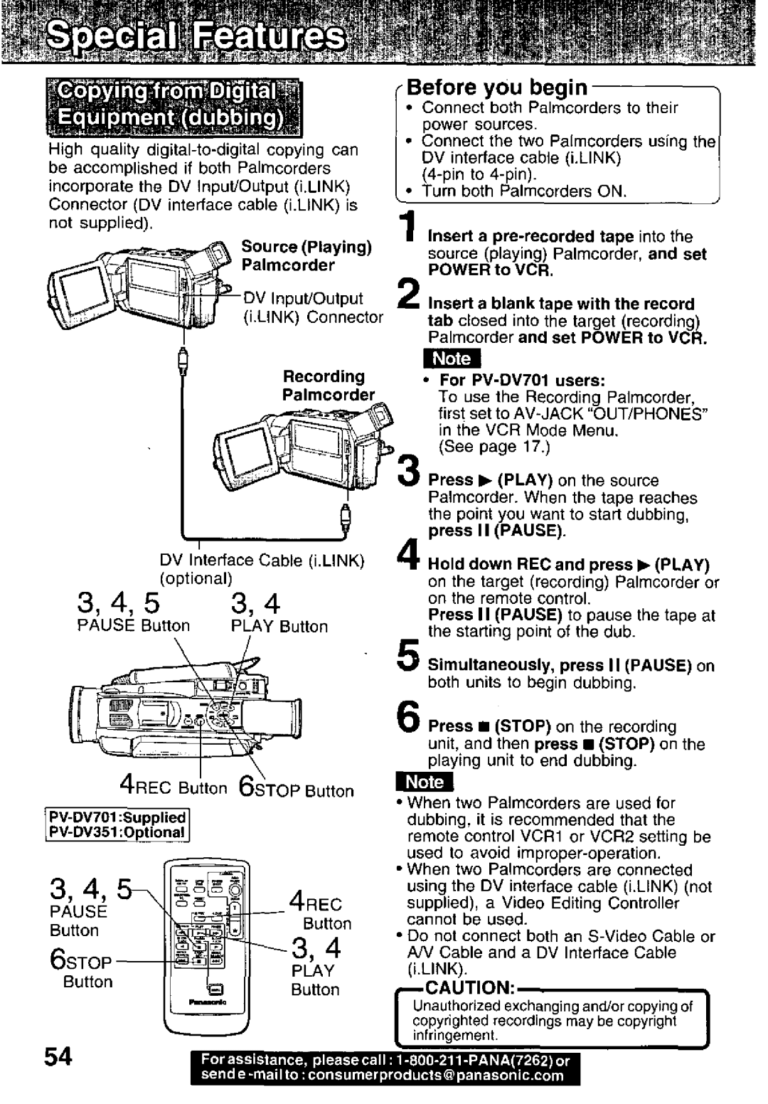 Panasonic PV-DV701, PV-DV351 manual 