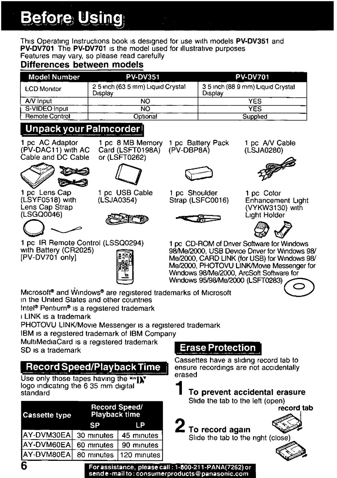 Panasonic PV-DV701, PV-DV351 manual 