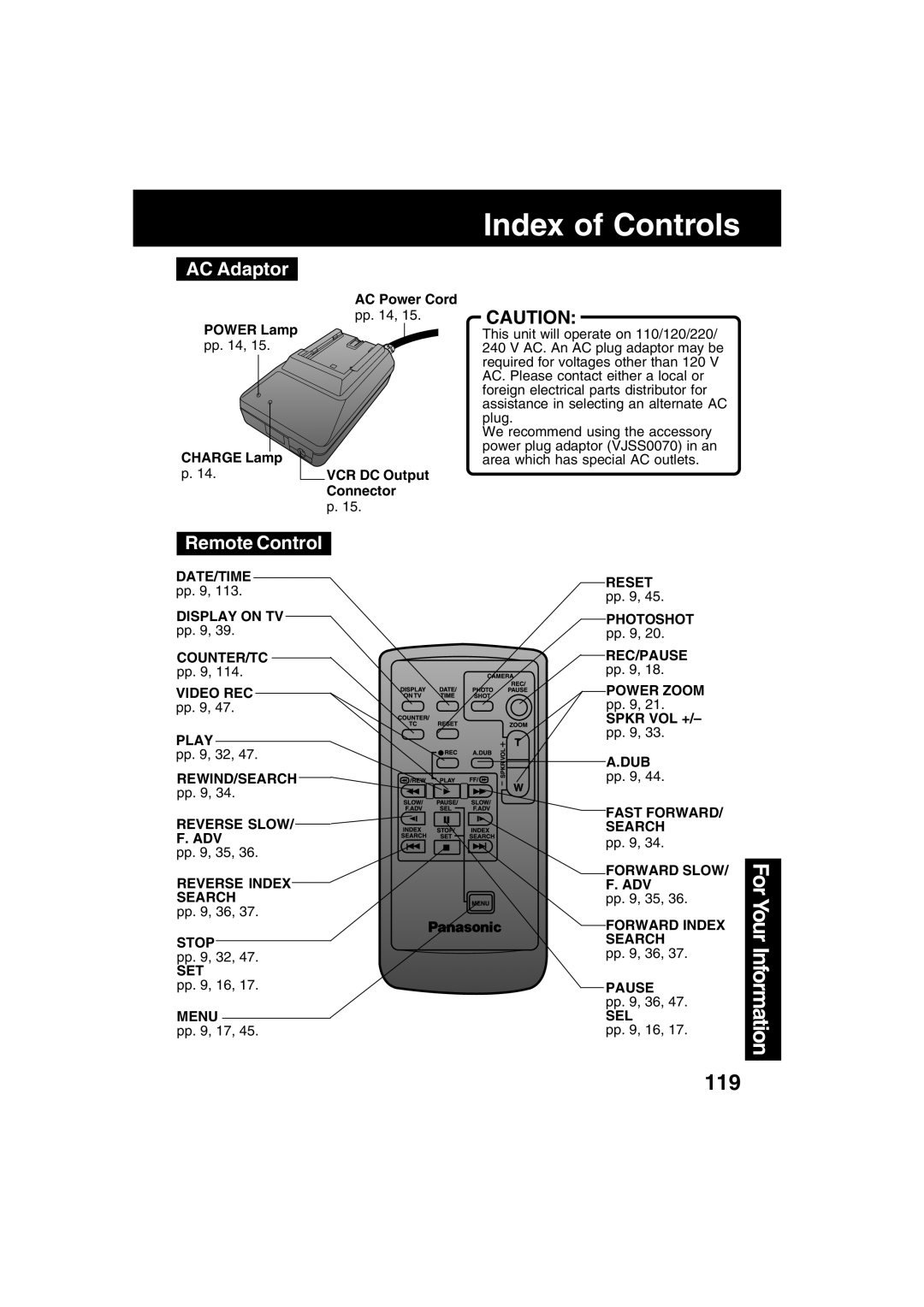 Panasonic PV-DV702 operating instructions AC Adaptor 