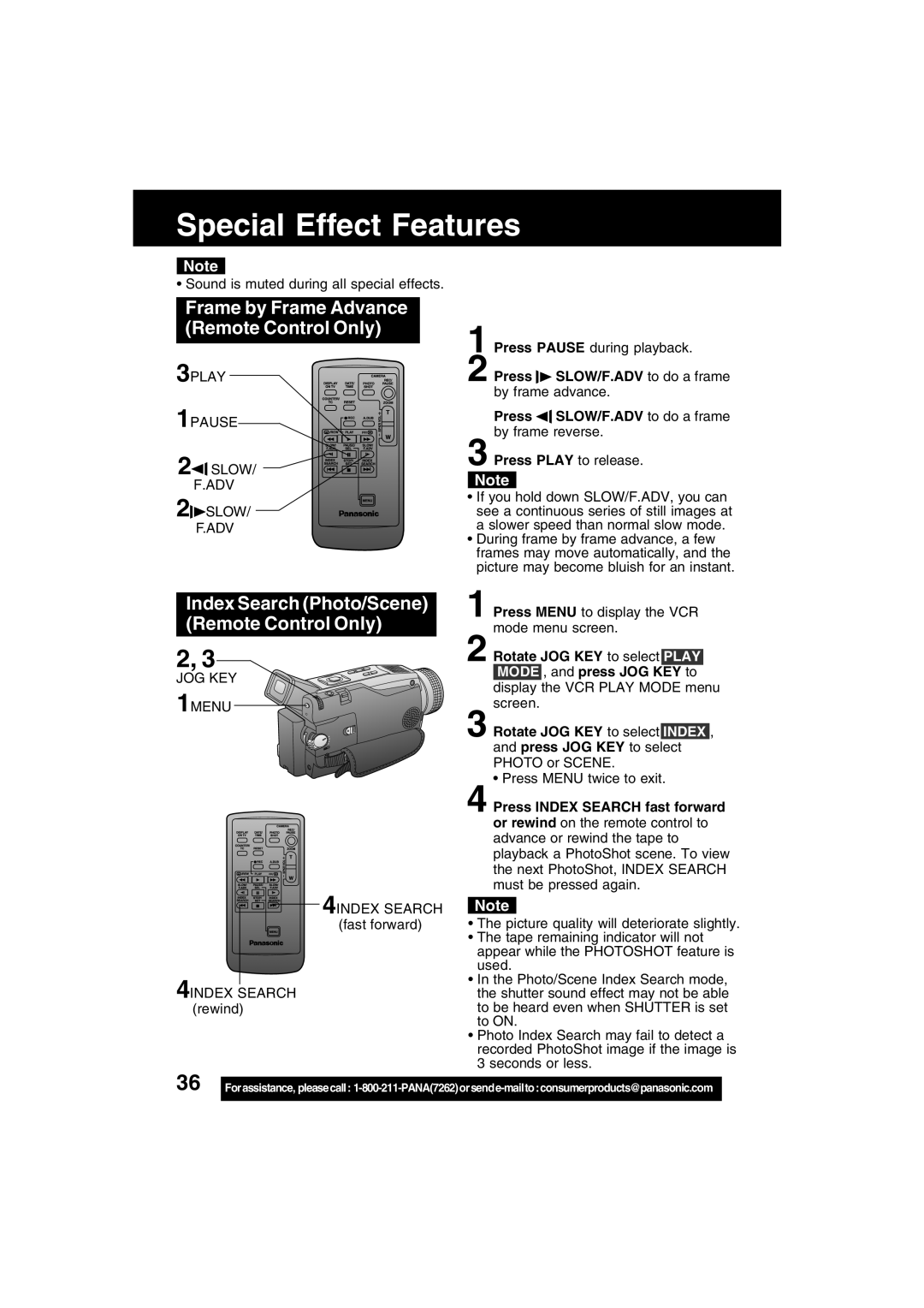 Panasonic PV-DV702 operating instructions Frame by Frame Advance Remote Control Only, 3PLAY 1PAUSE, ADV Slow 