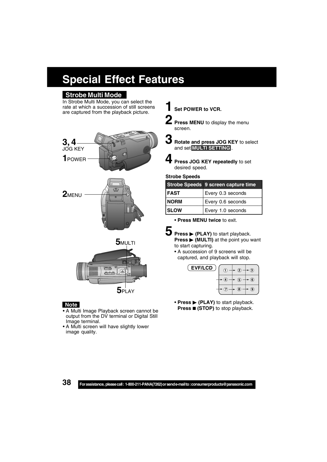 Panasonic PV-DV702 operating instructions Strobe Multi Mode, Fast, Norm, Slow 