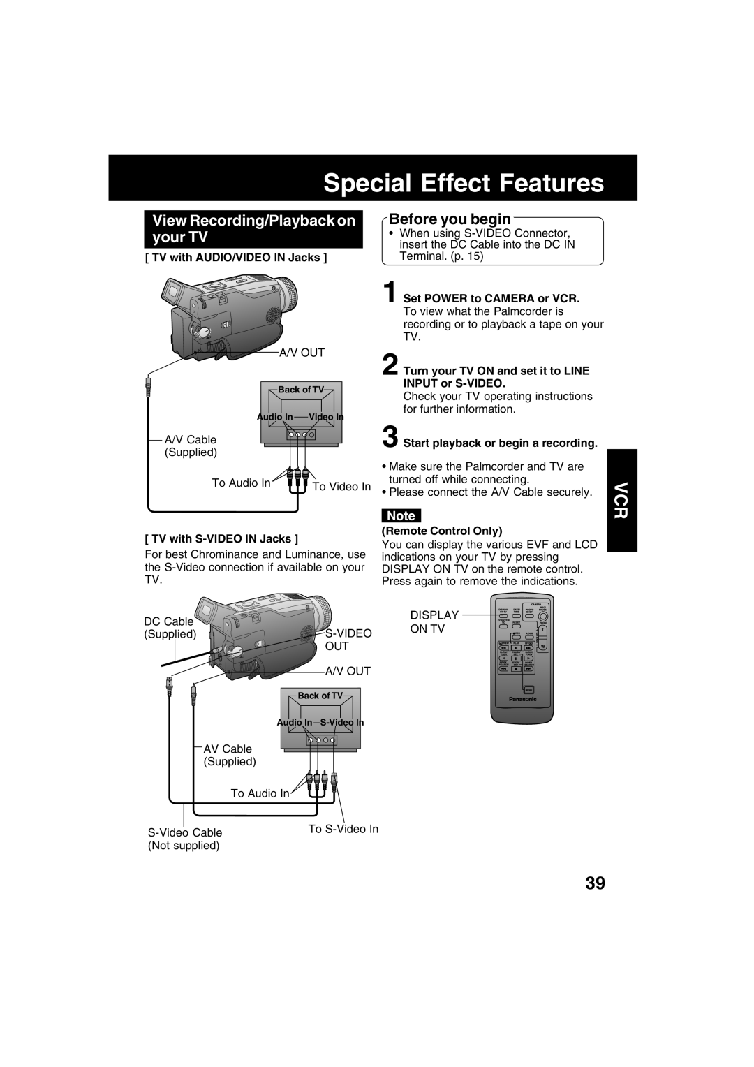 Panasonic PV-DV702 operating instructions View Recording/Playback on your TV 