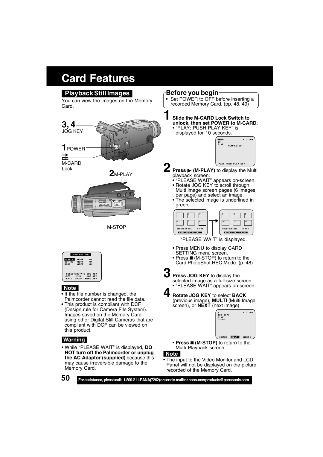 Panasonic PV-DV702 operating instructions Playback Still Images, 2M-PLAY Stop 