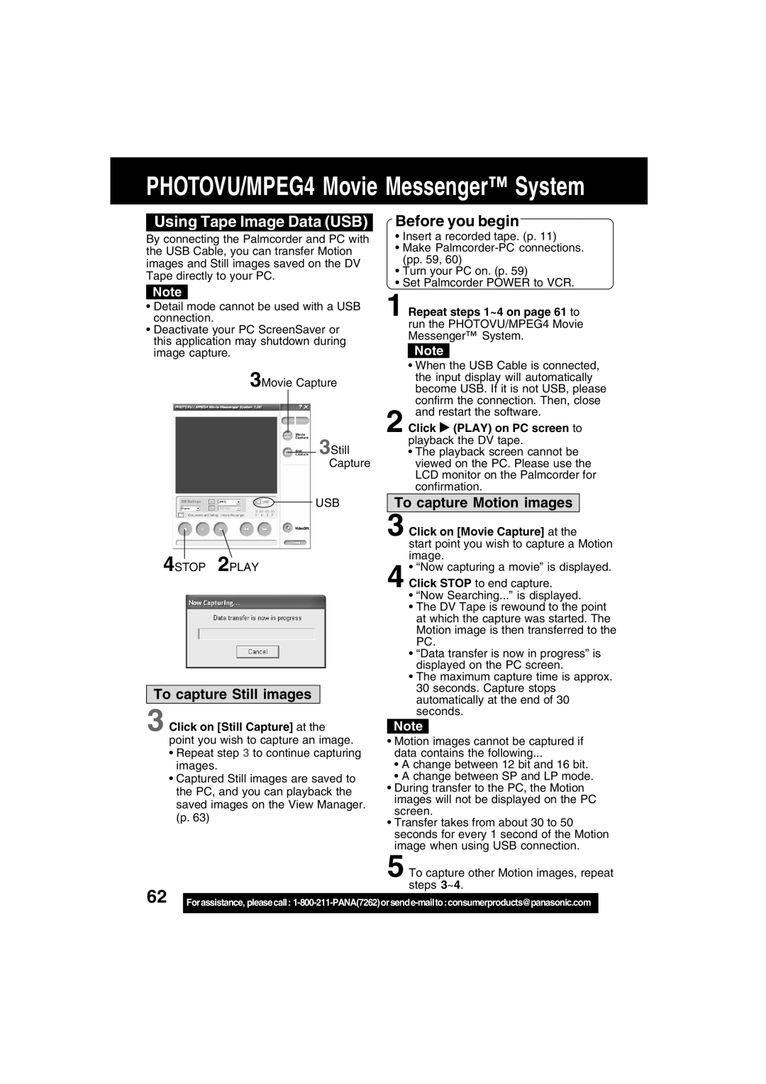 Panasonic PV-DV702 operating instructions Using Tape Image Data USB, USB 4STOP 2PLAY 