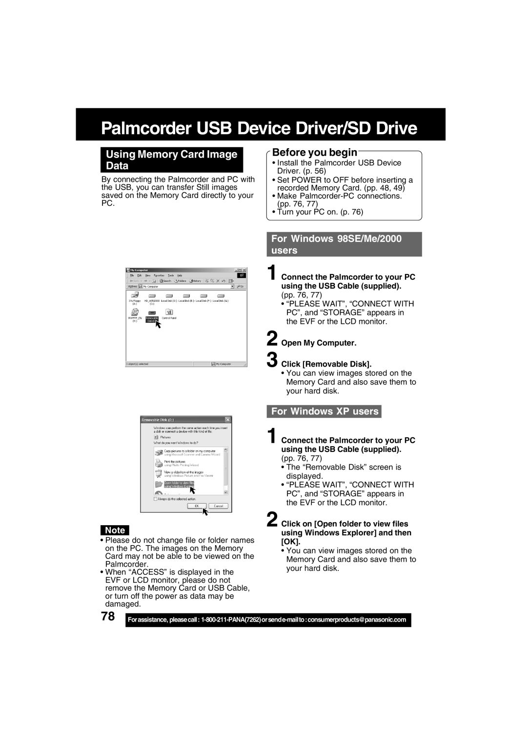 Panasonic PV-DV702 operating instructions Using Memory Card Image Data, Open My Computer Click Removable Disk 