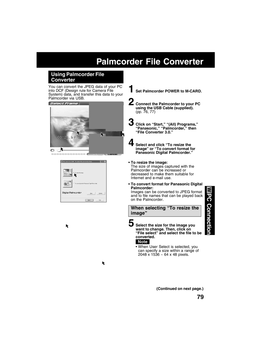 Panasonic PV-DV702 Using Palmcorder File Converter, To convert format for Panasonic Digital Palmcorder 