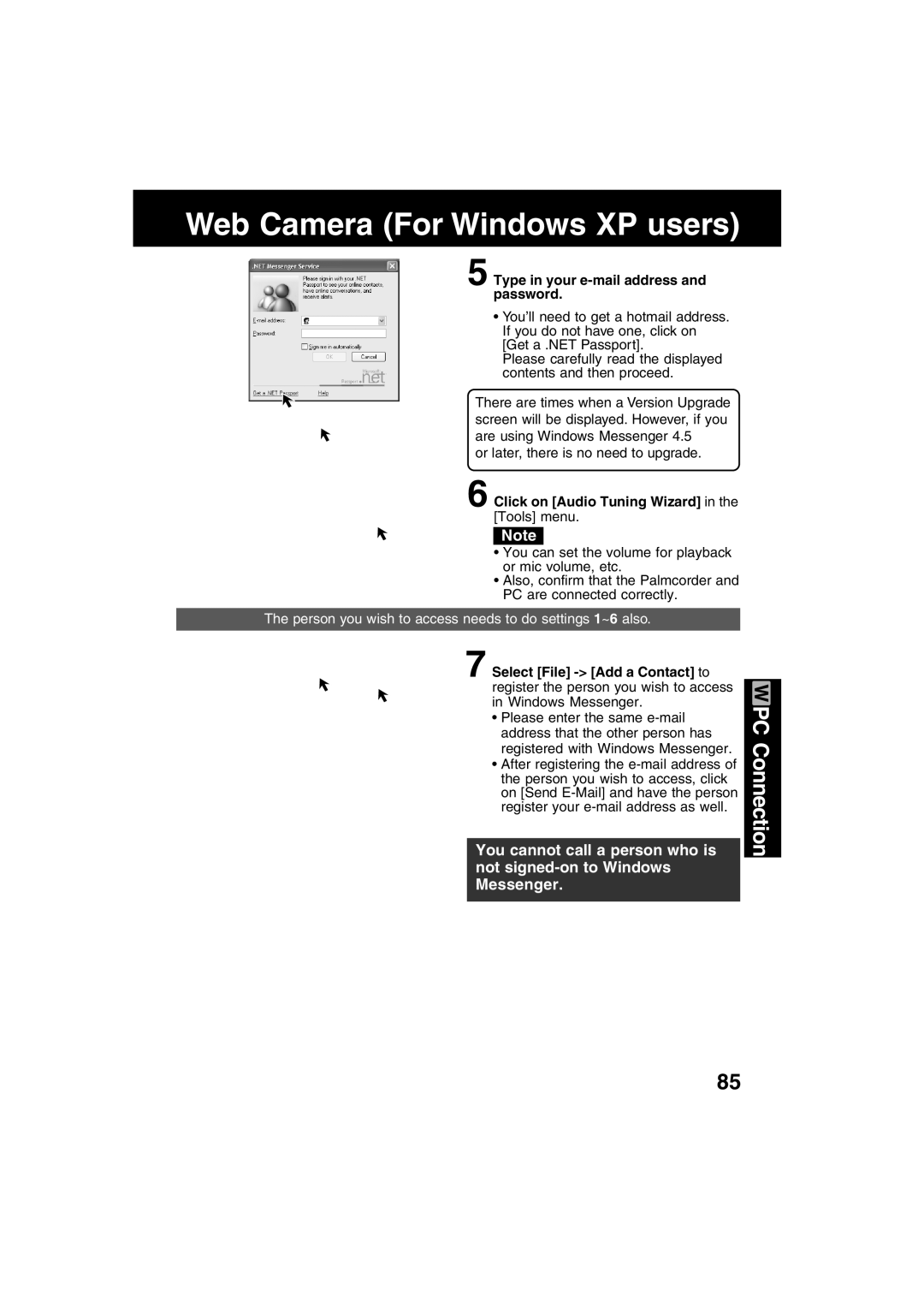 Panasonic PV-DV702 operating instructions Type in your e-mail address and password, Click on Audio Tuning Wizard 