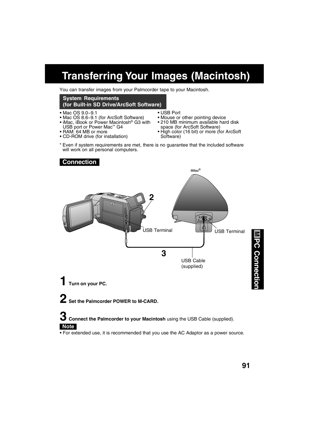 Panasonic PV-DV702 operating instructions Transferring Your Images Macintosh, Connection 