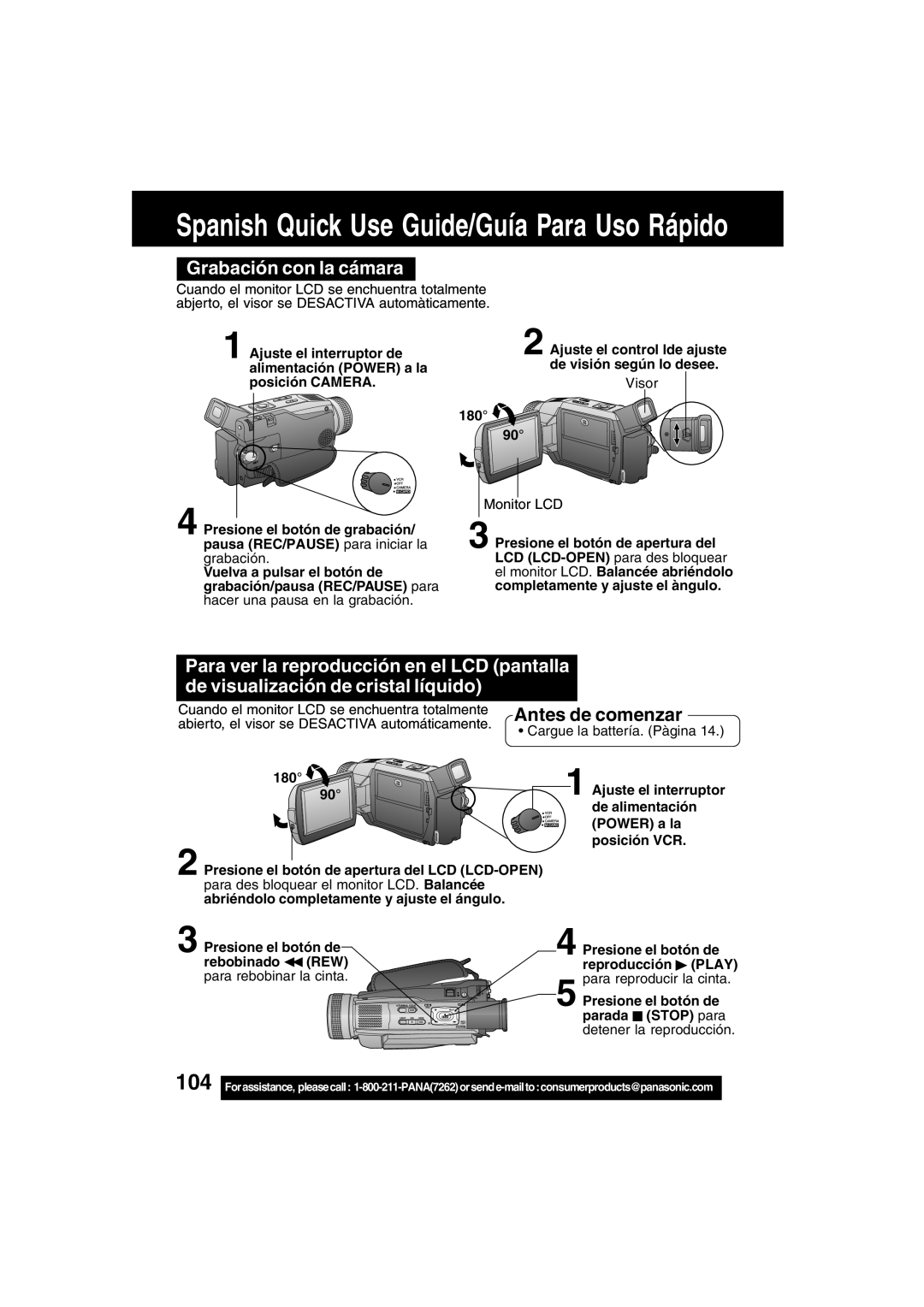 Panasonic PV-DV73 operating instructions Grabación con la cámara 