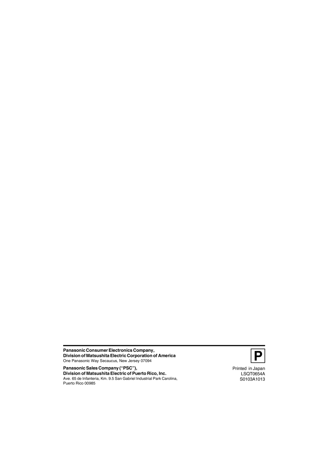 Panasonic PV-DV73 operating instructions One Panasonic Way Secaucus, New Jersey 