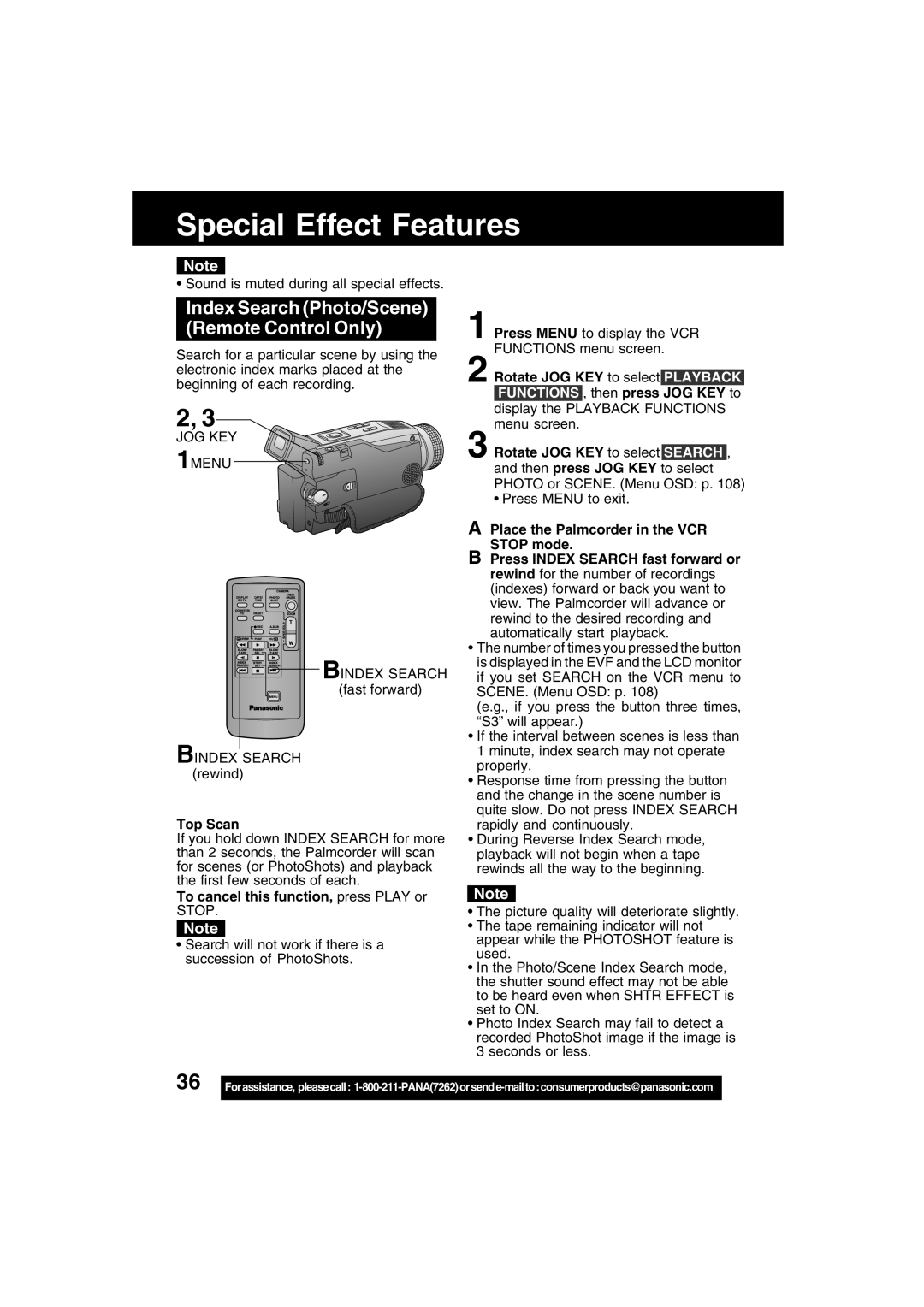 Panasonic PV-DV73 operating instructions Top Scan, To cancel this function, press Play or Stop 