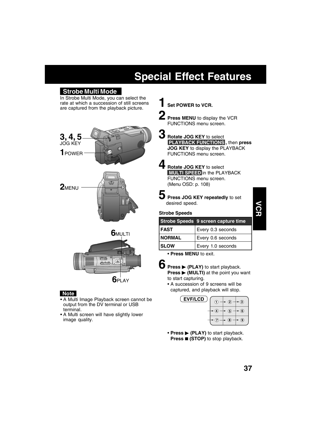 Panasonic PV-DV73 operating instructions Strobe Multi Mode, Fast, Normal, Slow 