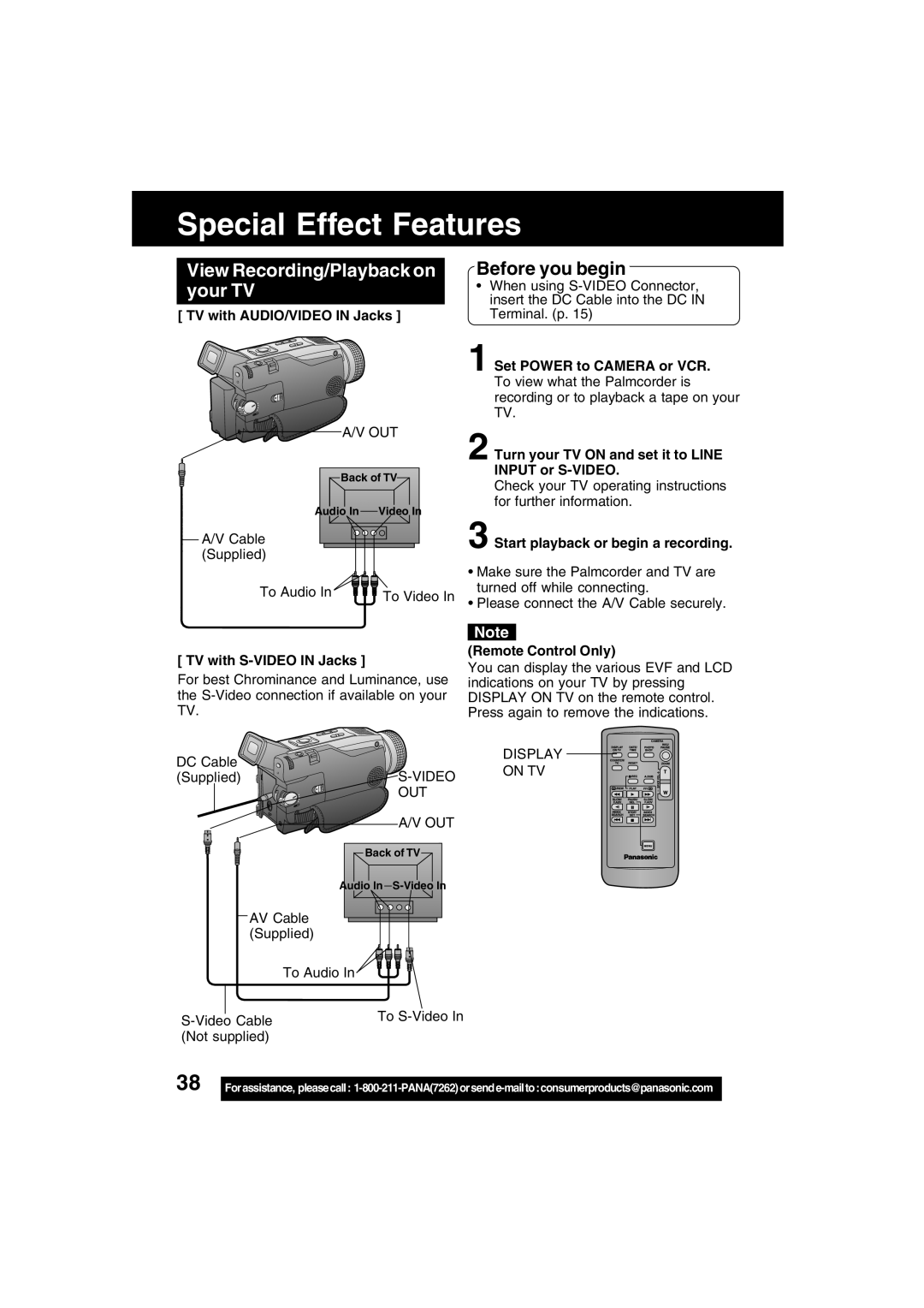 Panasonic PV-DV73 operating instructions View Recording/Playback on your TV 