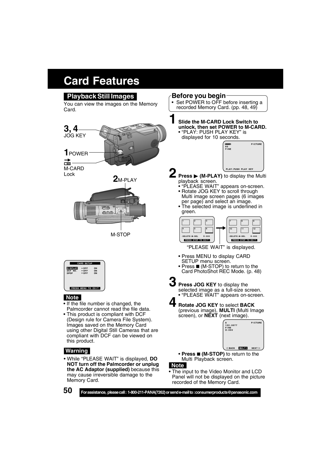 Panasonic PV-DV73 operating instructions Playback Still Images, 2M-PLAY Stop 