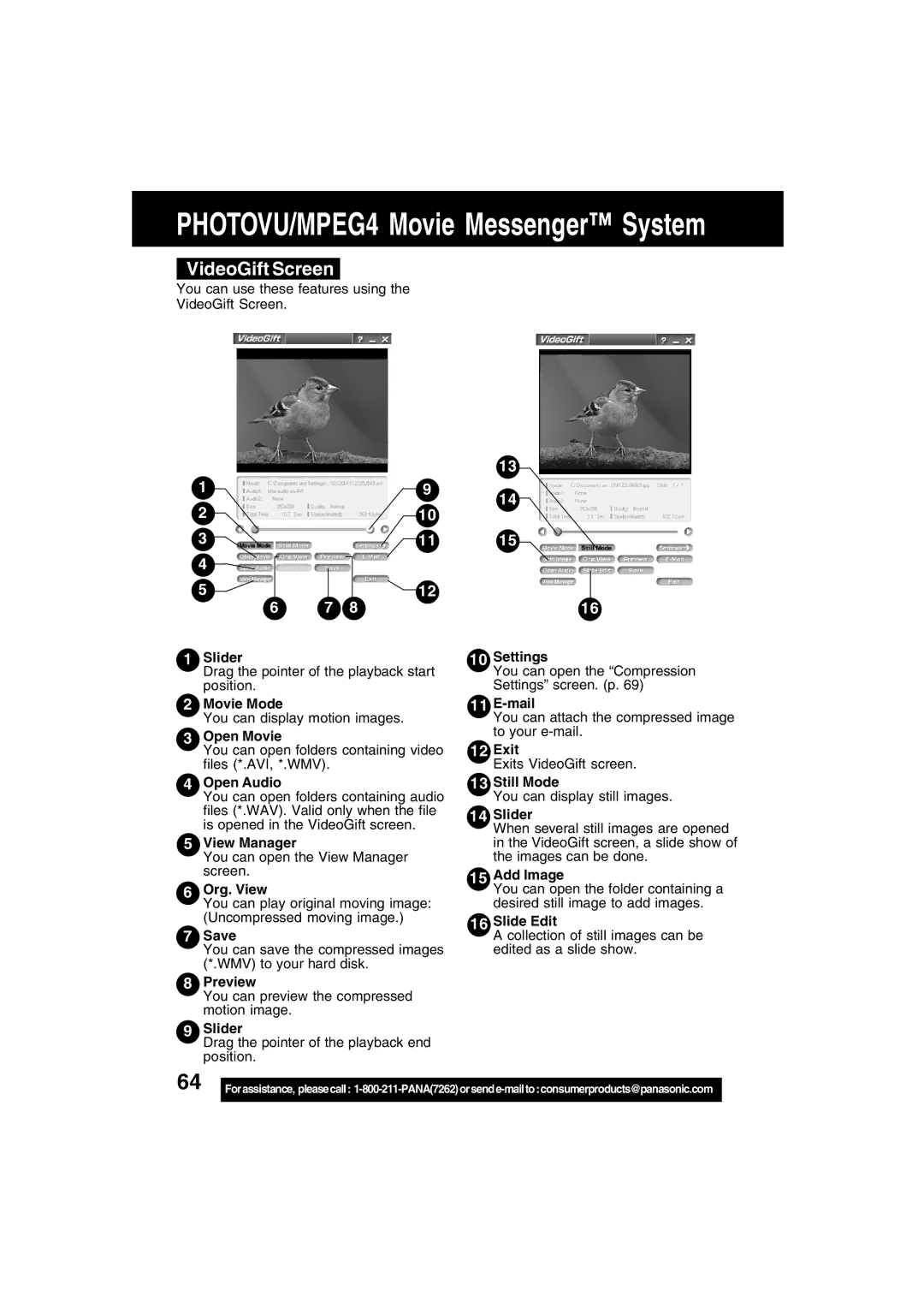 Panasonic PV-DV73 operating instructions VideoGift Screen 