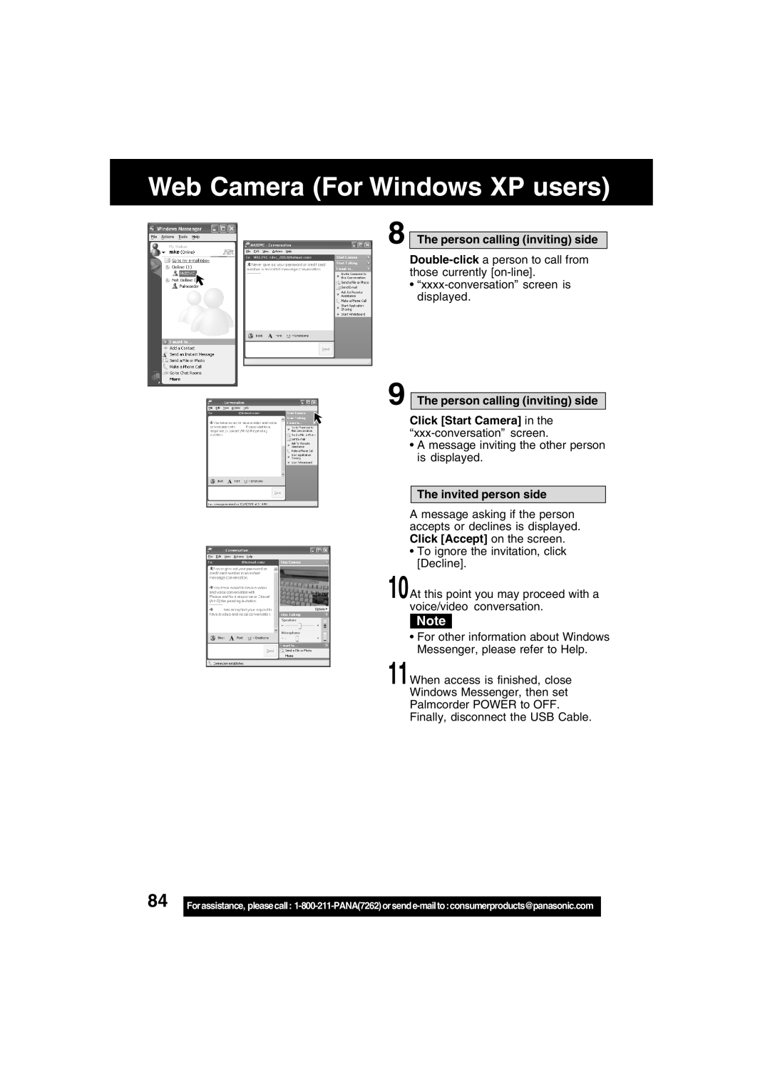 Panasonic PV-DV73 operating instructions Person calling inviting side, Invited person side 