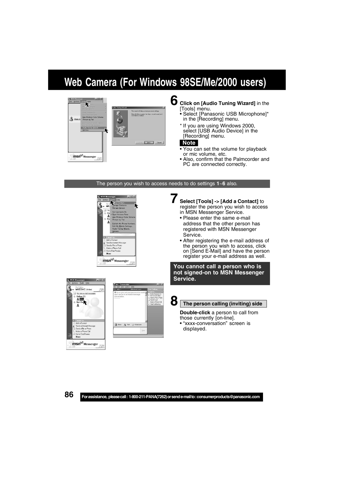 Panasonic PV-DV73 operating instructions Click on Audio Tuning Wizard in the Tools menu 