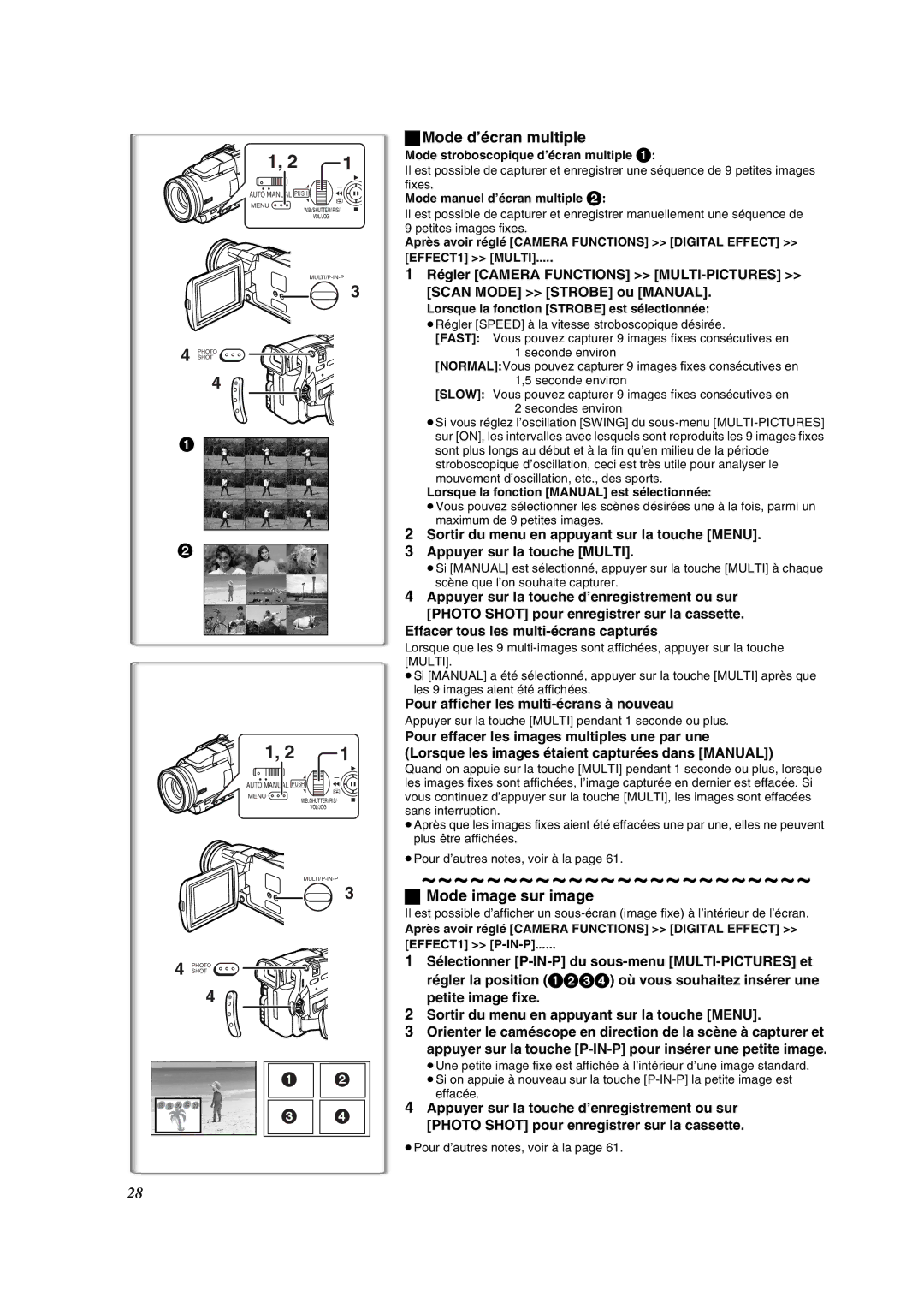 Panasonic PV-DV852 operating instructions Mode d’écran multiple, Mode image sur image 