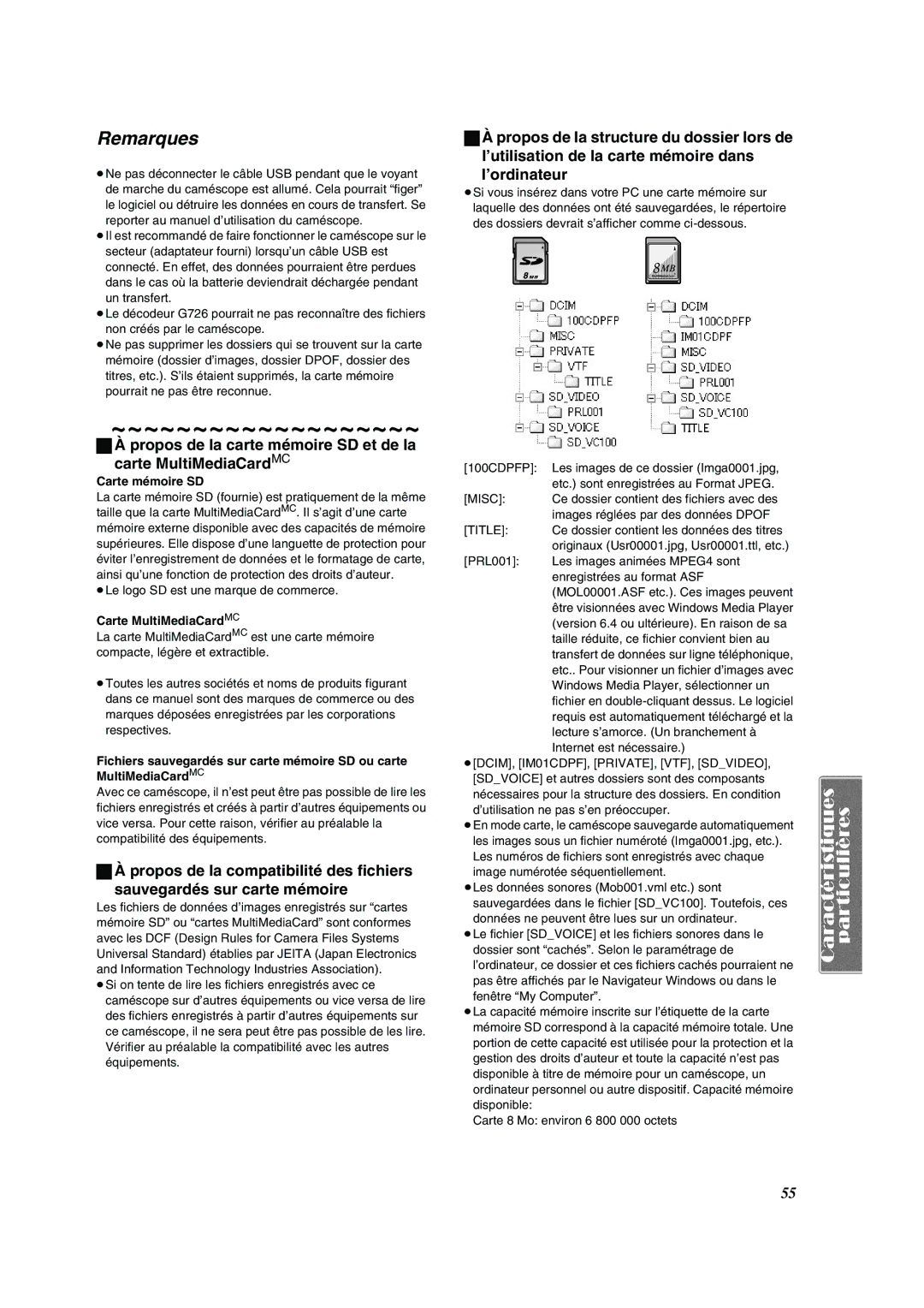 Panasonic PV-DV852 operating instructions Remarques, Carte mémoire SD, Carte MultiMediaCardMC 