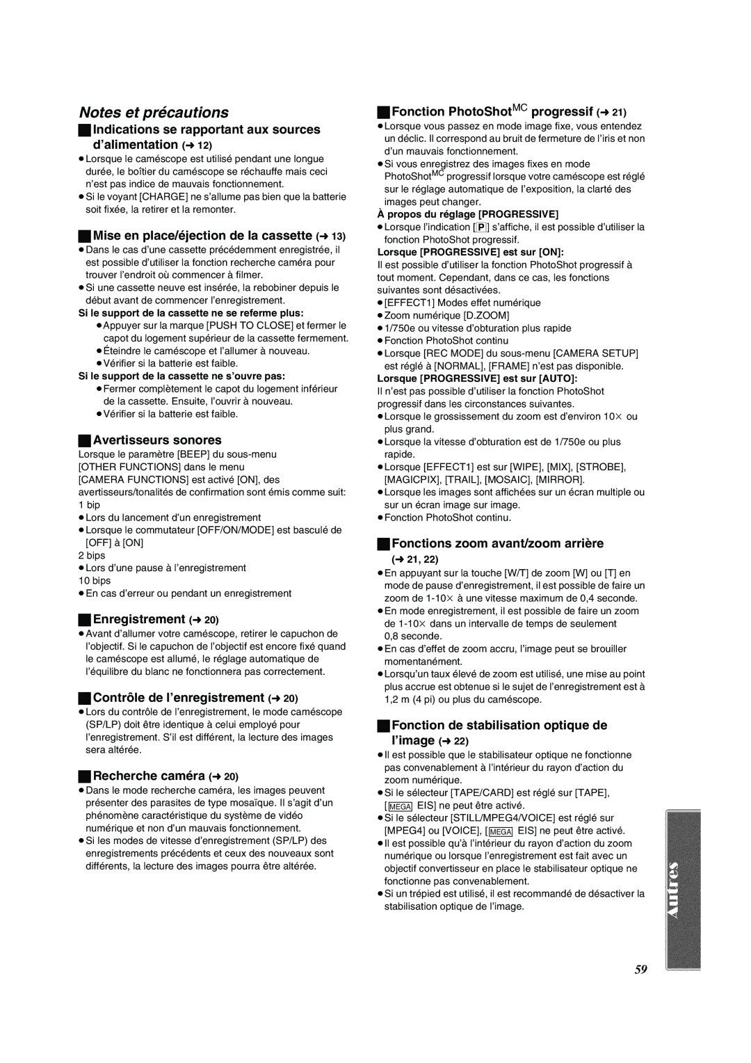 Panasonic PV-DV852 Indications se rapportant aux sources ’alimentation l12, Mise en place/éjection de la cassette l13 