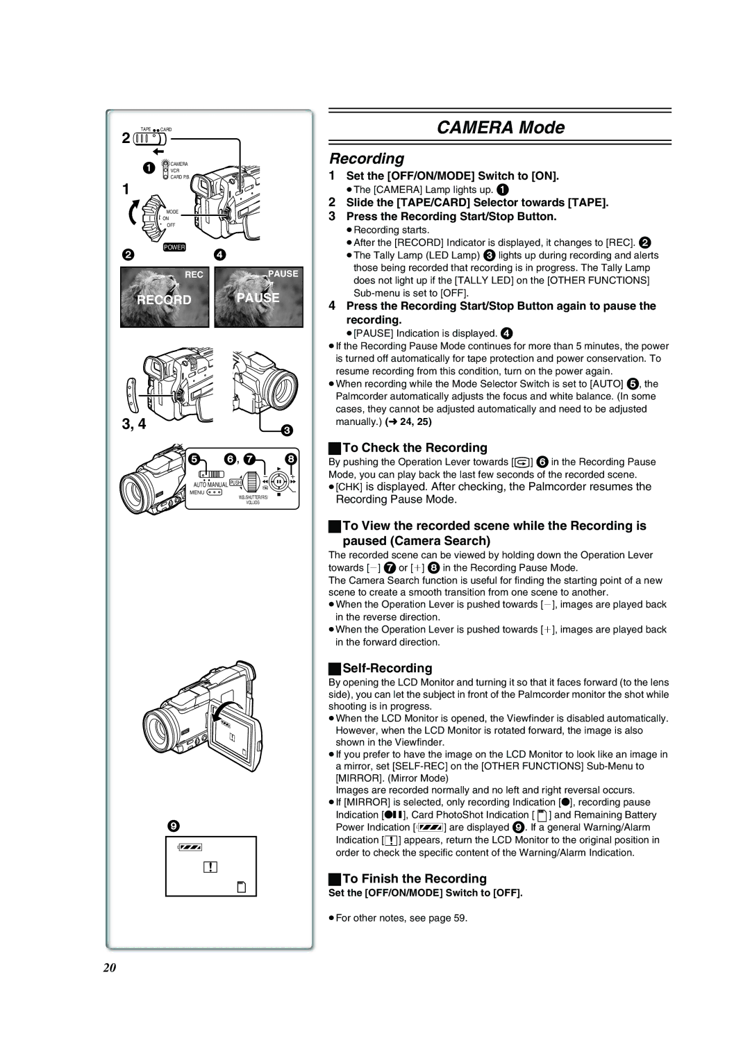 Panasonic PV-DV852 operating instructions To Check the Recording, Self-Recording, To Finish the Recording 