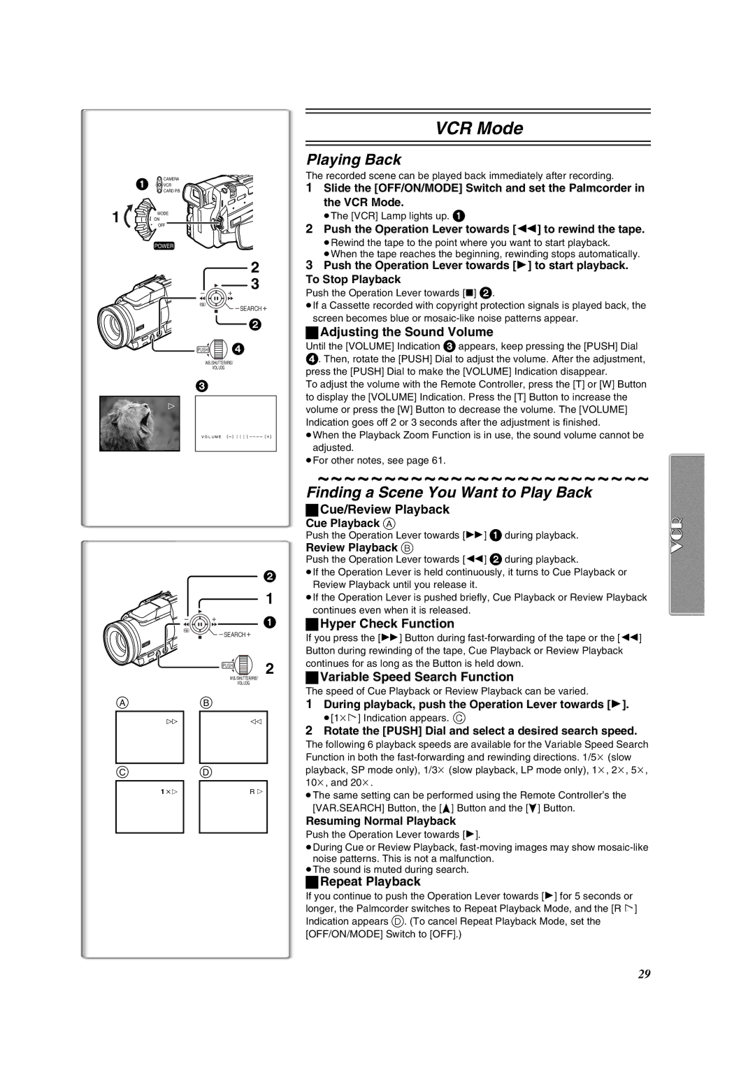 Panasonic PV-DV852 operating instructions Playing Back, Finding a Scene You Want to Play Back 