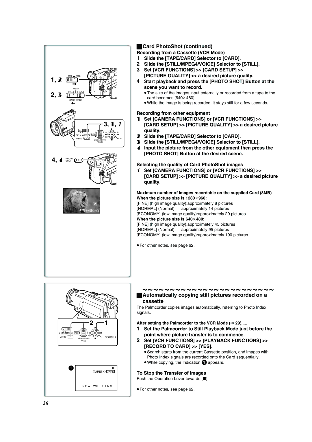 Panasonic PV-DV852 Automatically copying still pictures recorded on a Cassette, To Stop the Transfer of Images 