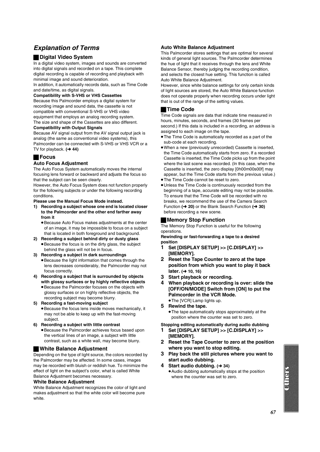 Panasonic PV-DV852 operating instructions Explanation of Terms 