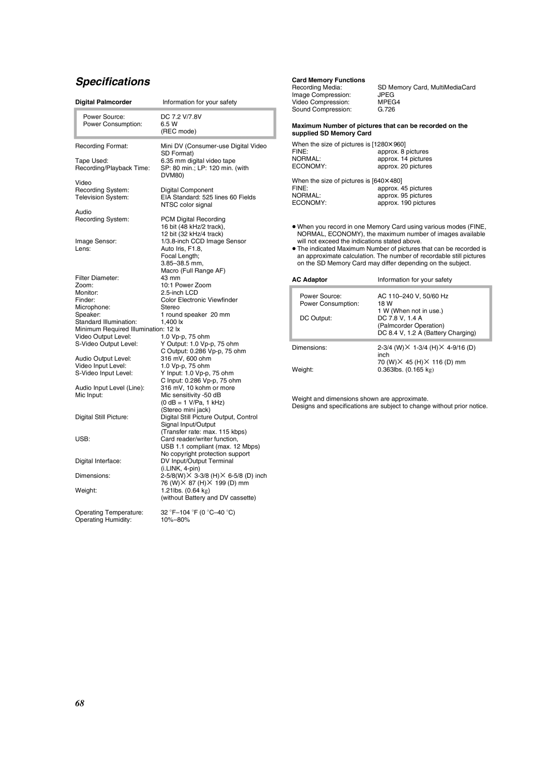 Panasonic PV-DV852 operating instructions Digital Palmcorder 