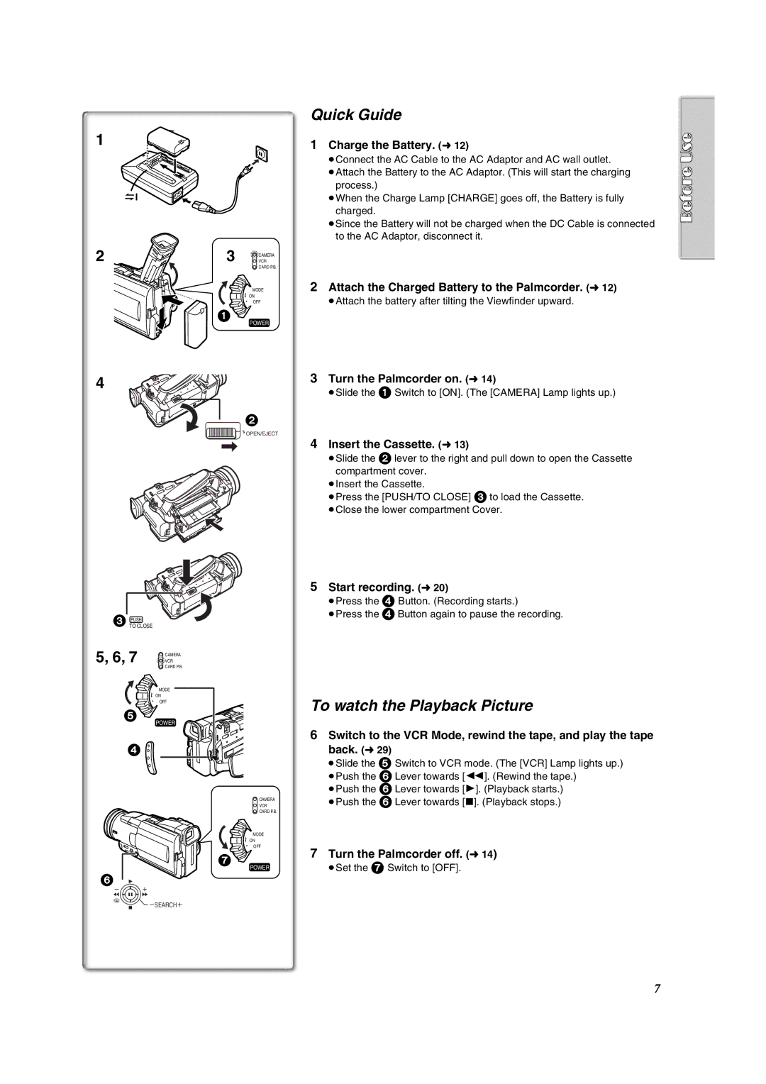 Panasonic PV-DV852 operating instructions Quick Guide, To watch the Playback Picture 