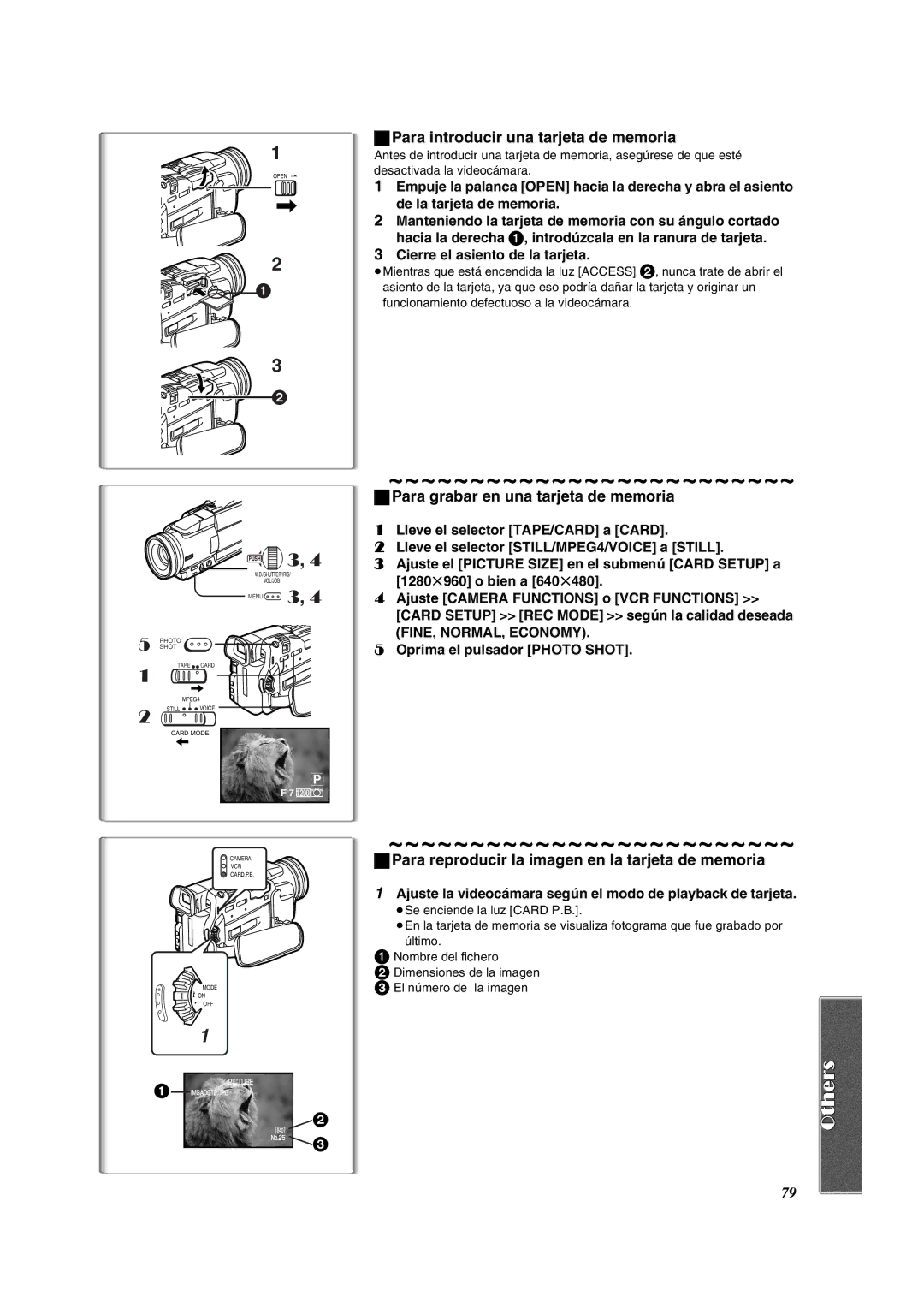 Panasonic PV-DV852 Para grabar en una tarjeta de memoria, Para reproducir la imagen en la tarjeta de memoria 