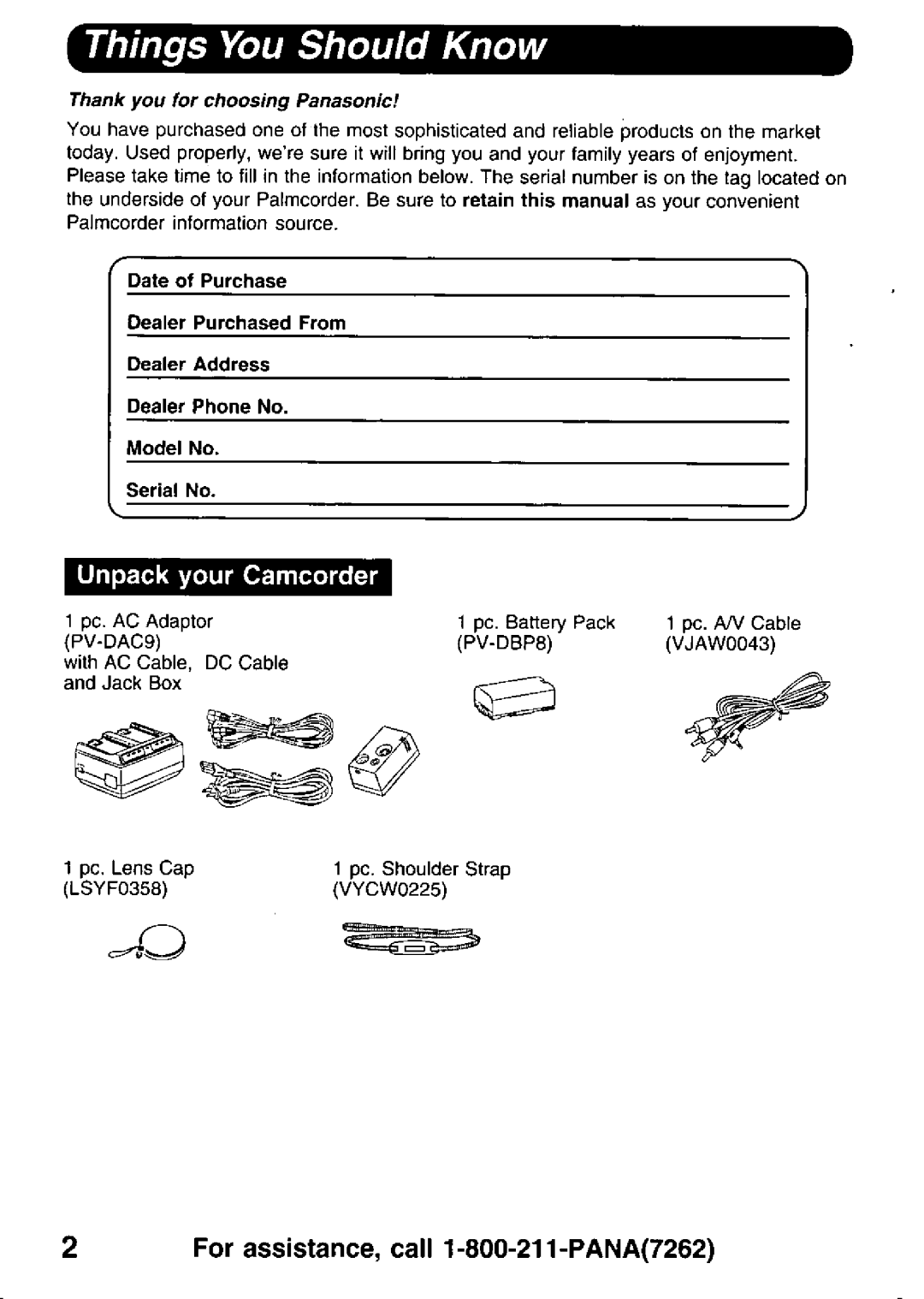 Panasonic PV-DV900 manual 