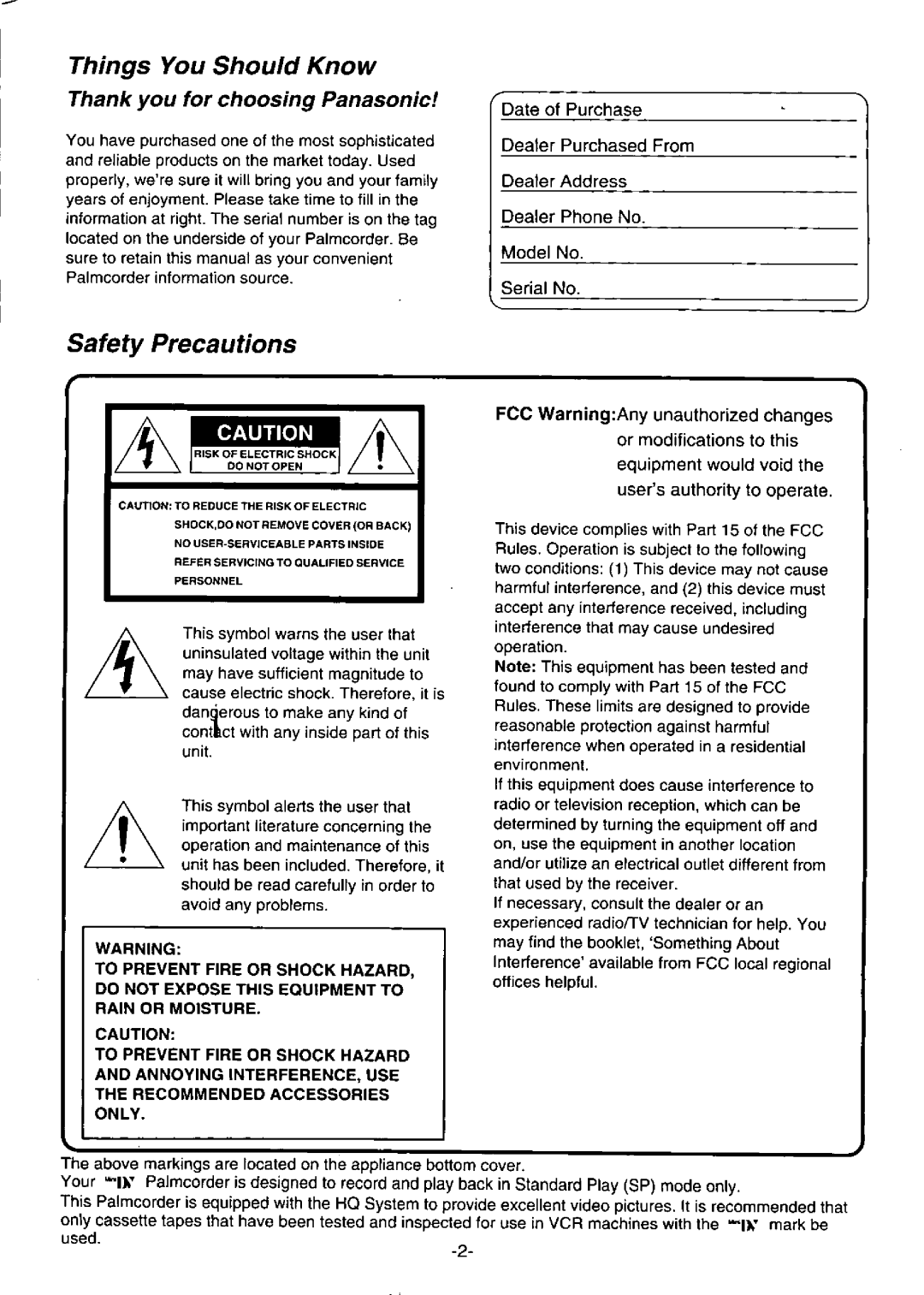 Panasonic PV-DV950 manual 