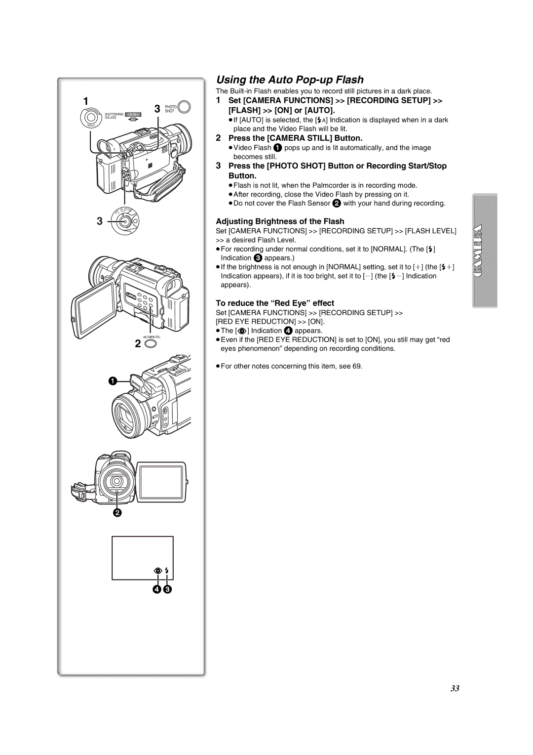 Panasonic PV-DV953 operating instructions Using the Auto Pop-up Flash 