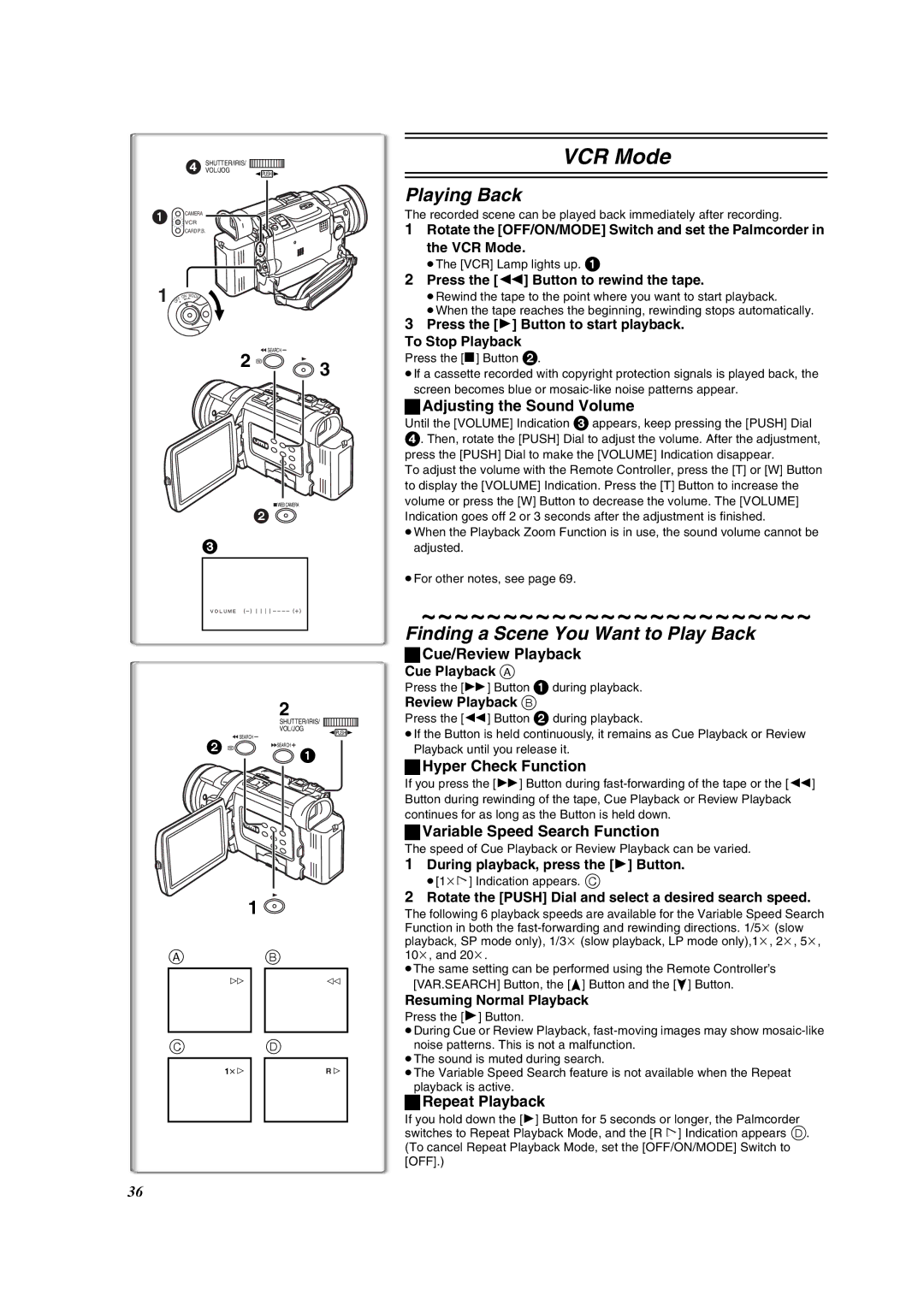 Panasonic PV-DV953 operating instructions Playing Back, Finding a Scene You Want to Play Back 