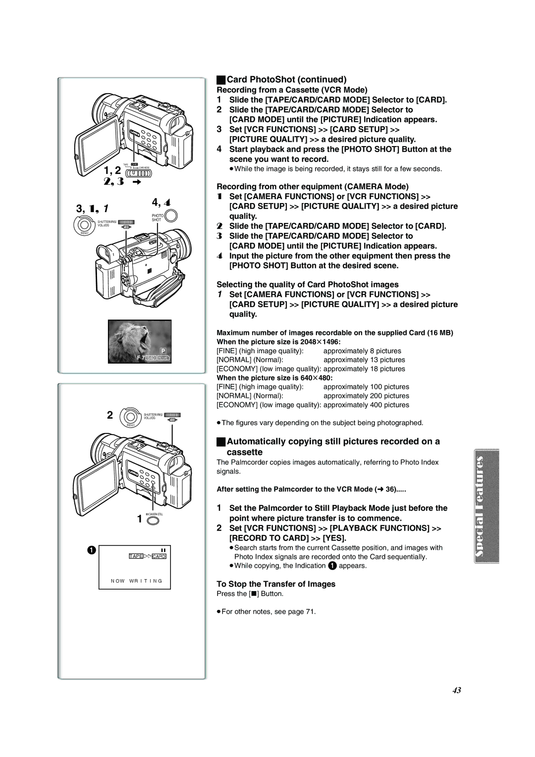 Panasonic PV-DV953 Automatically copying still pictures recorded on a Cassette, To Stop the Transfer of Images 