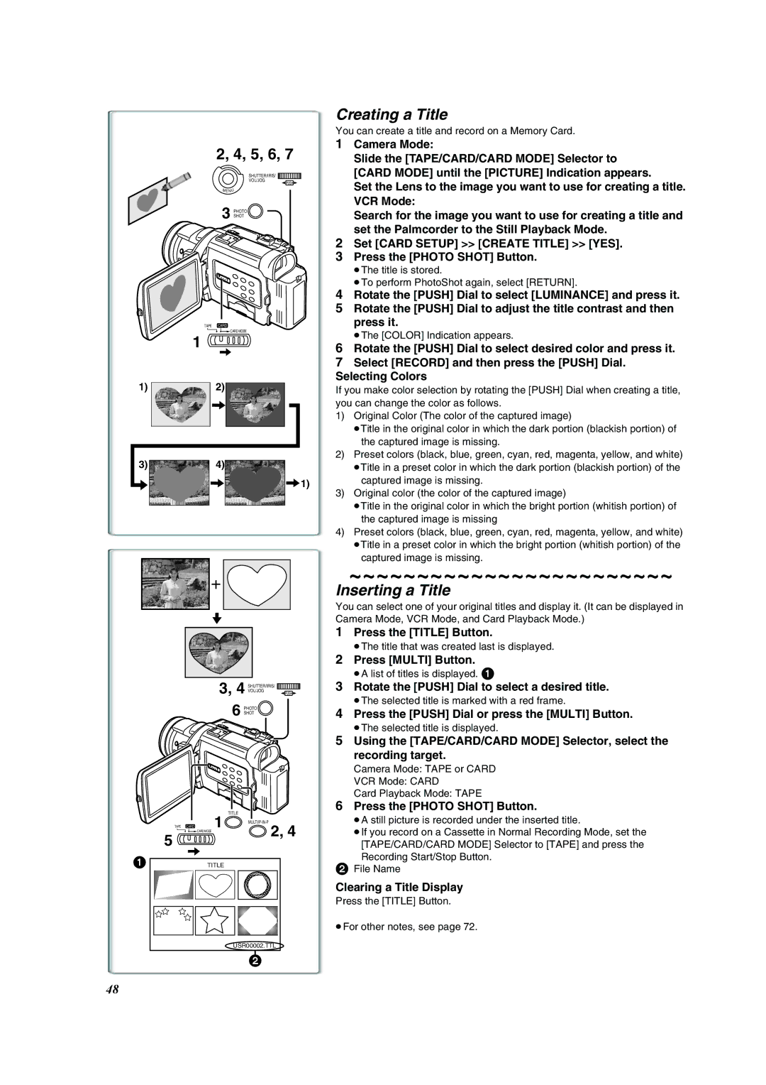 Panasonic PV-DV953 operating instructions Creating a Title, Inserting a Title 