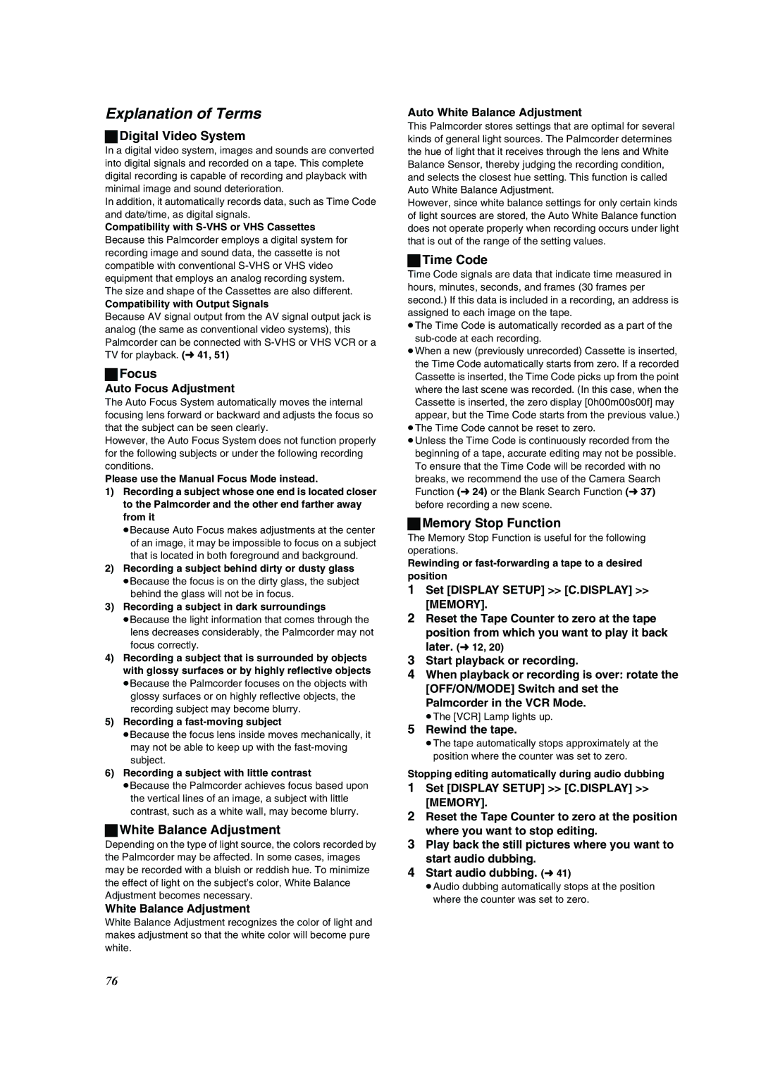 Panasonic PV-DV953 operating instructions Explanation of Terms 