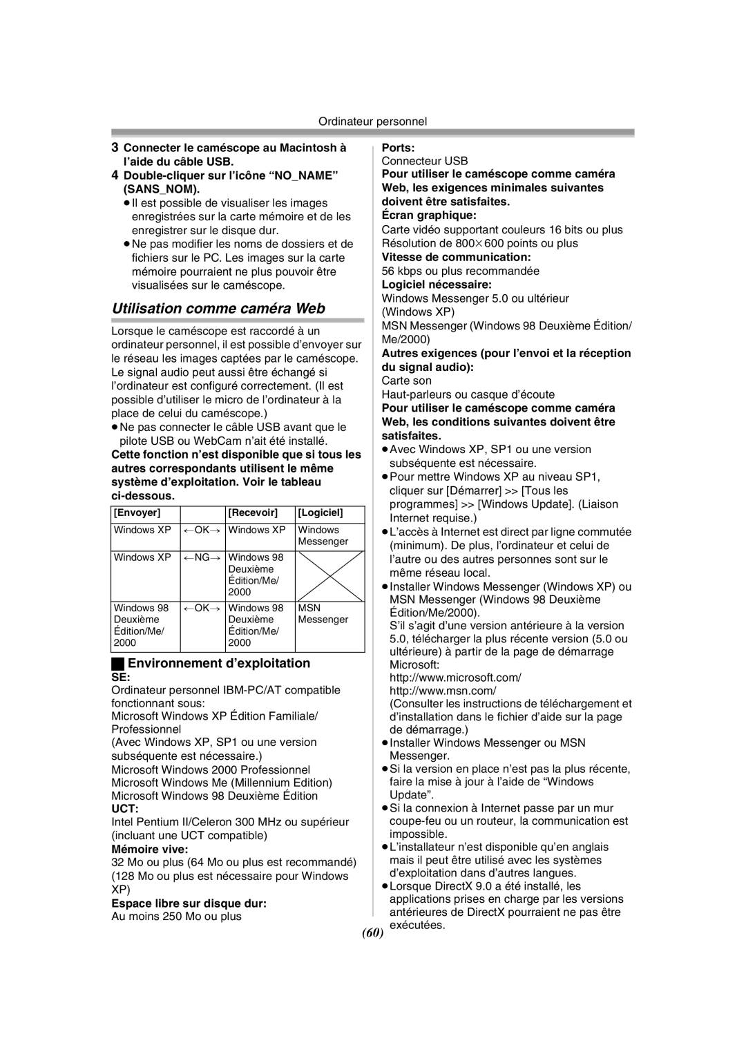 Panasonic PV-GS120 operating instructions Utilisation comme caméra Web, Sansnom 