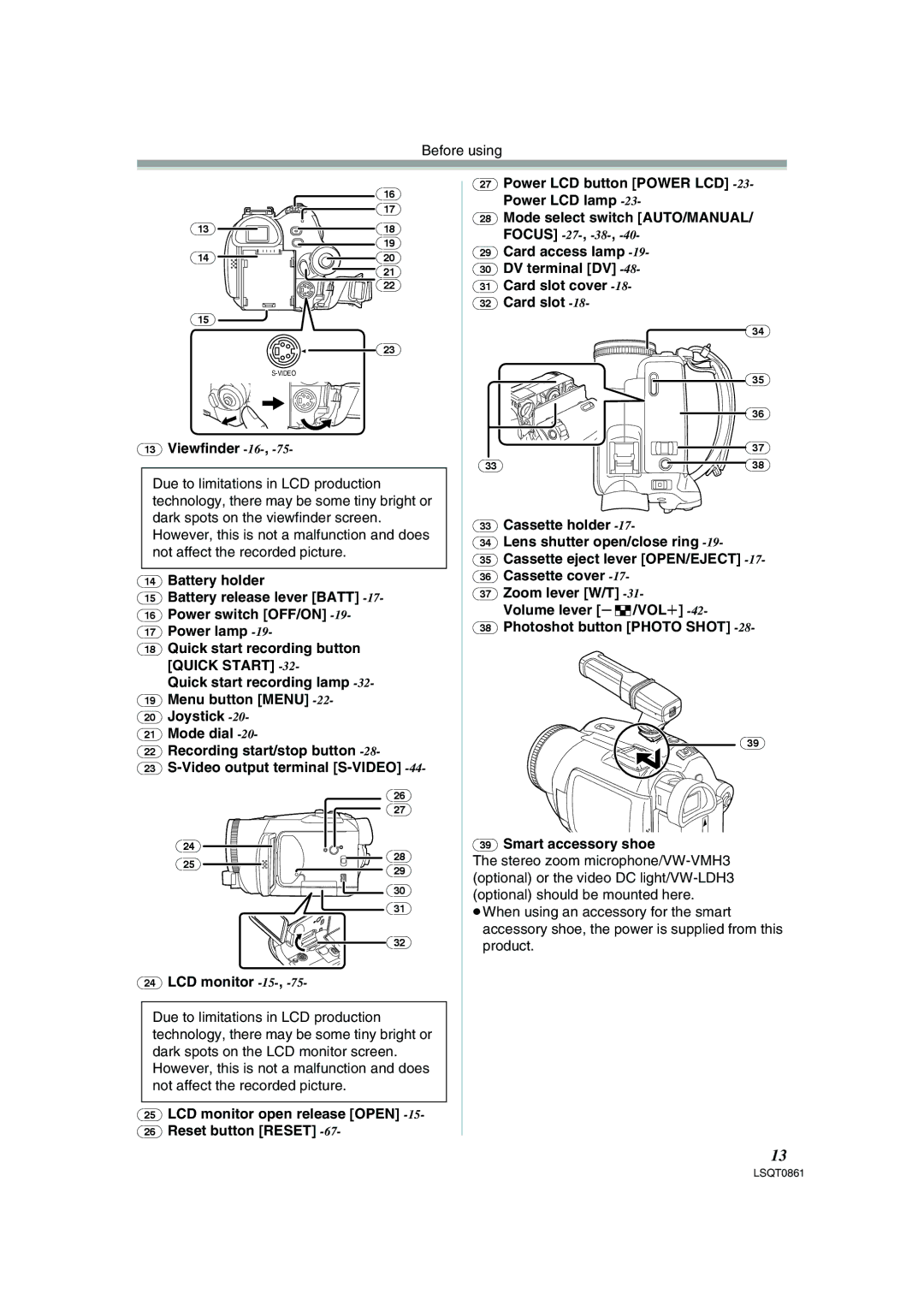 Panasonic PV-GS150 operating instructions Viewfinder -16 