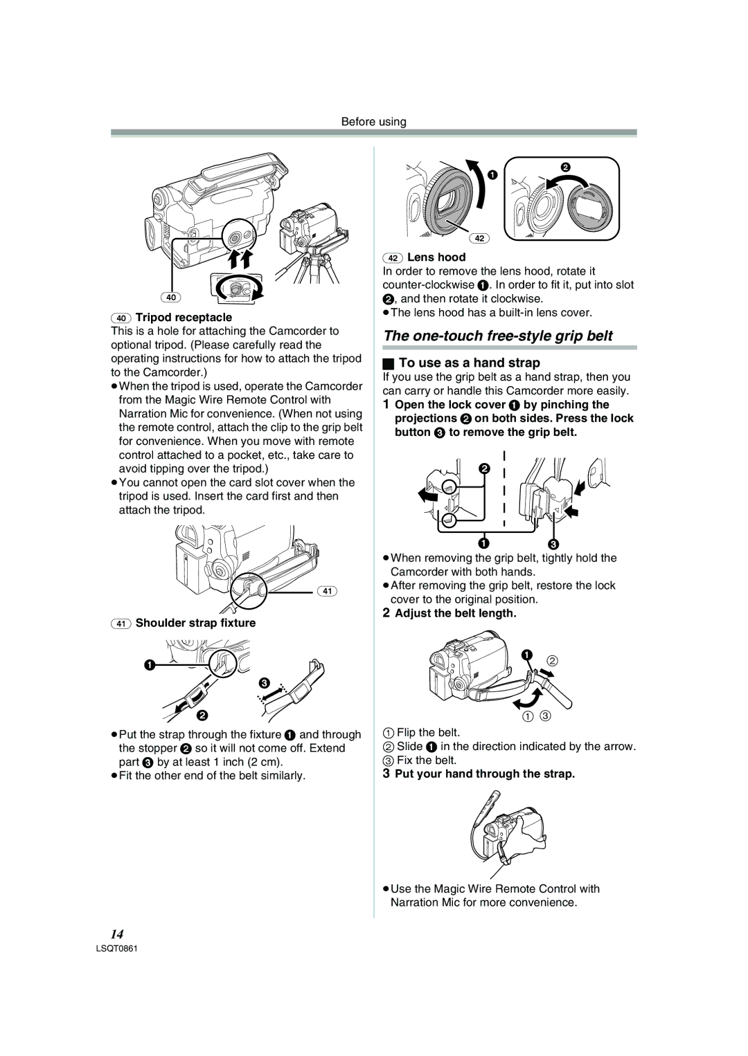 Panasonic PV-GS150 operating instructions One-touch free-style grip belt, To use as a hand strap 