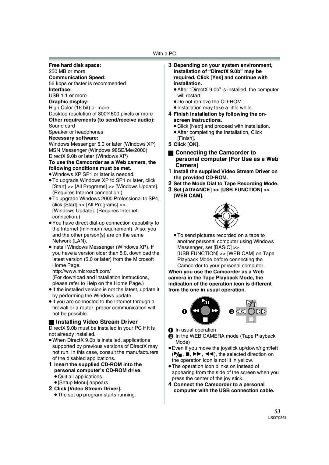 Panasonic PV-GS150 operating instructions Installing Video Stream Driver 