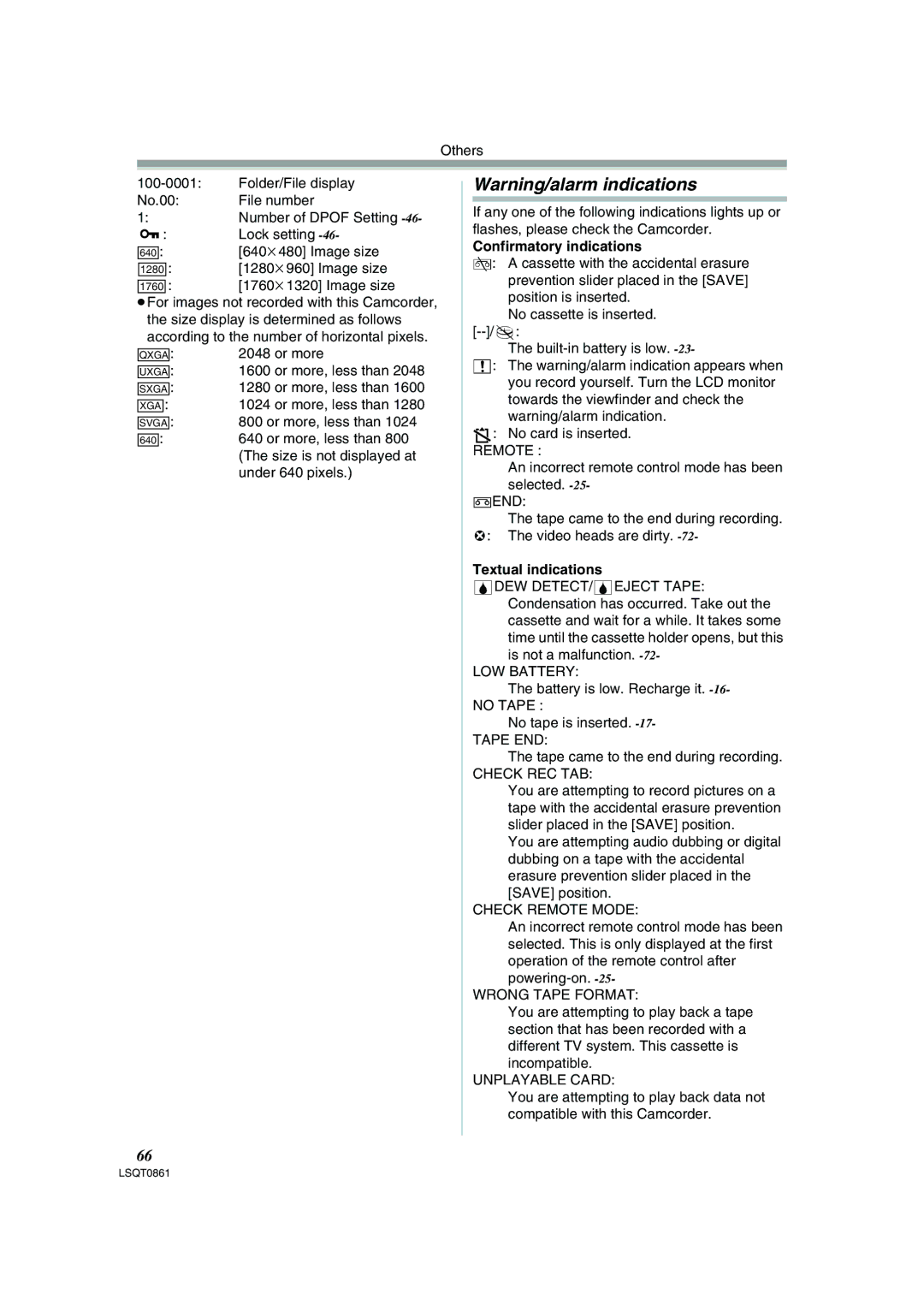 Panasonic PV-GS150 operating instructions Confirmatory indications, Textual indications 