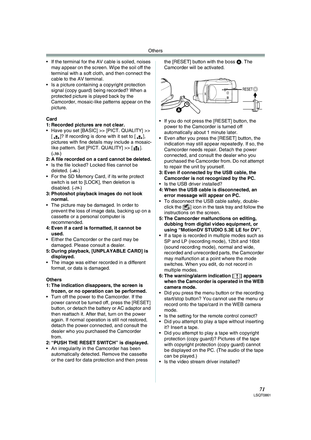 Panasonic PV-GS150 Card Recorded pictures are not clear, Photoshot playback images do not look Normal, Others 