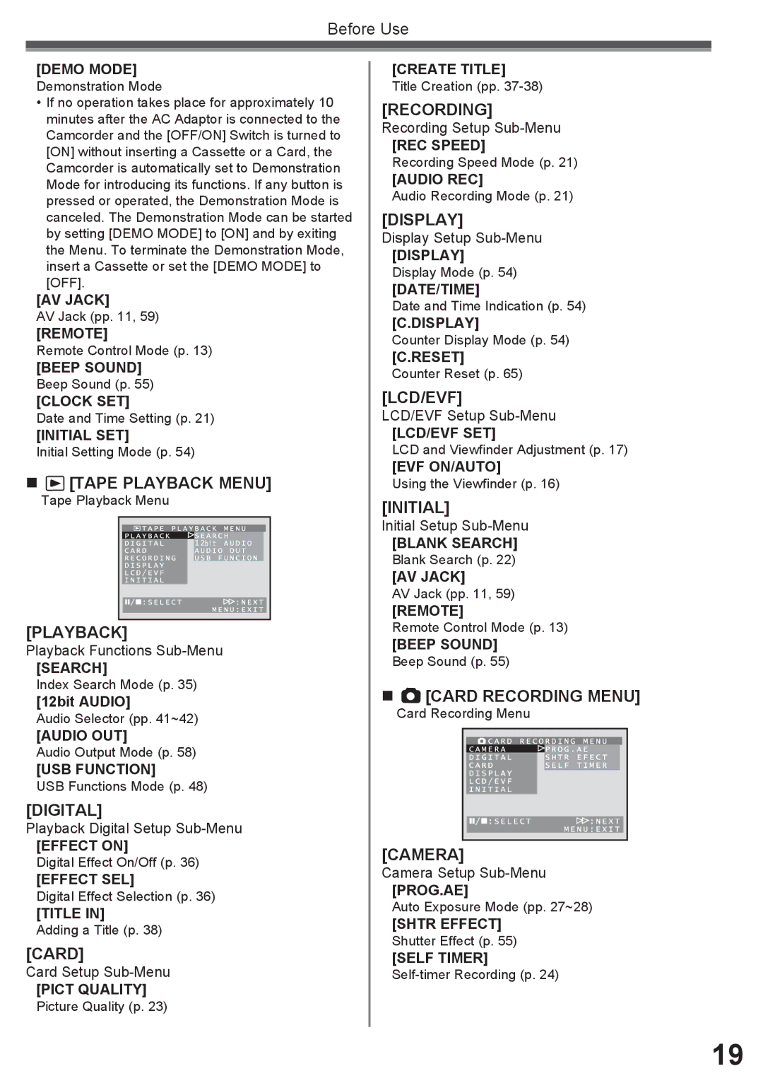 Panasonic PV-GS16 operating instructions 12bit Audio 