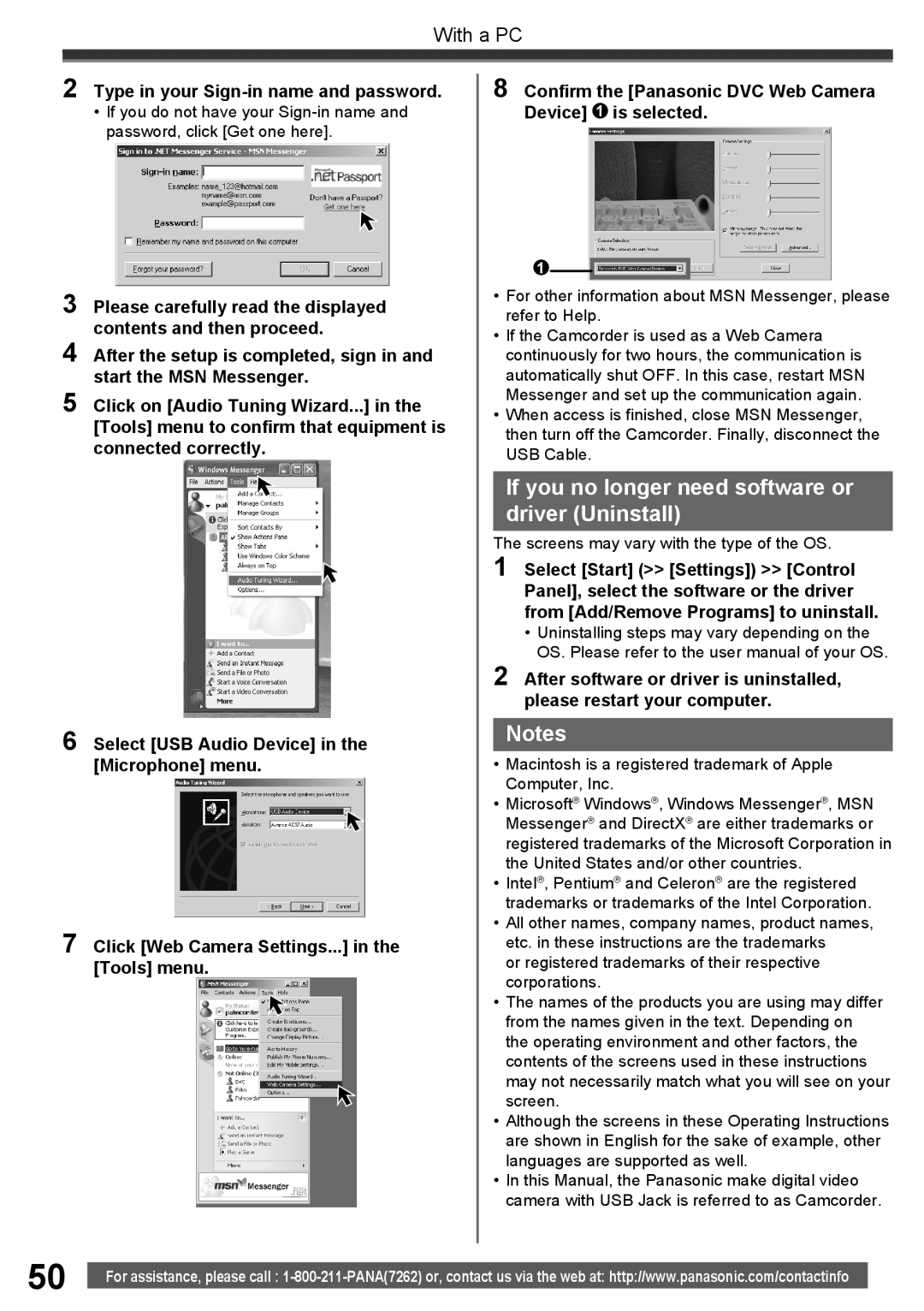 Panasonic PV-GS16 If you no longer need software or driver Uninstall, Screens may vary with the type of the OS 