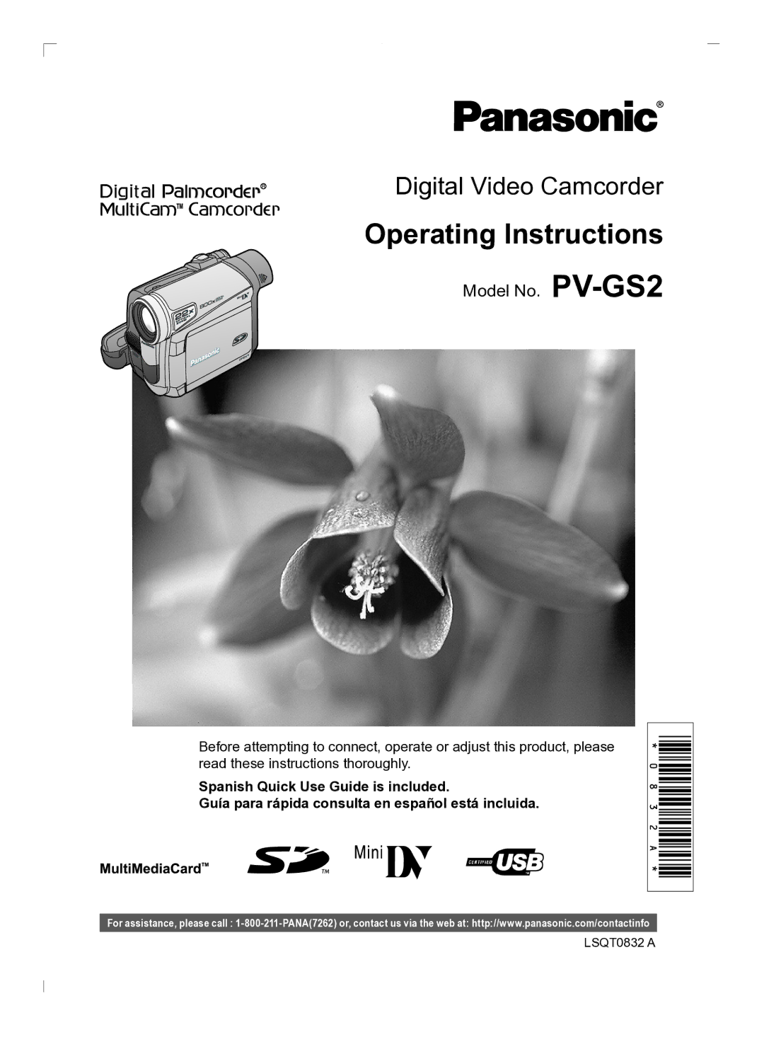 Panasonic PV-GS2 operating instructions Operating Instructions 