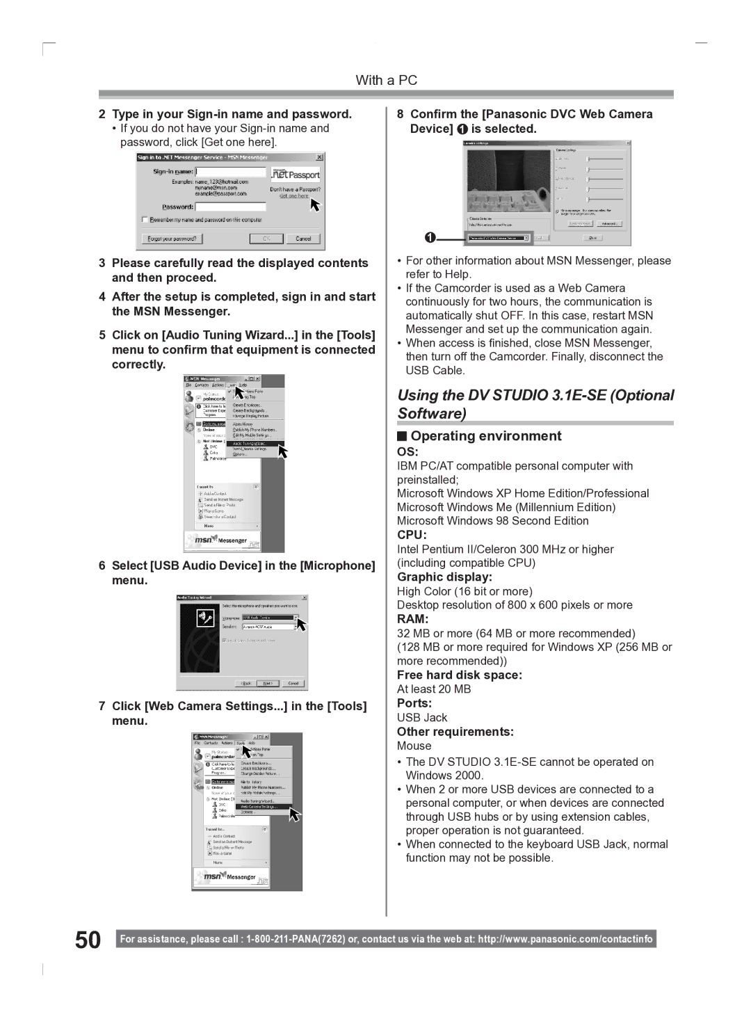 Panasonic PV-GS2 Using the DV Studio 3.1E-SE Optional Software, Type in your Sign-in name and password, Graphic display 